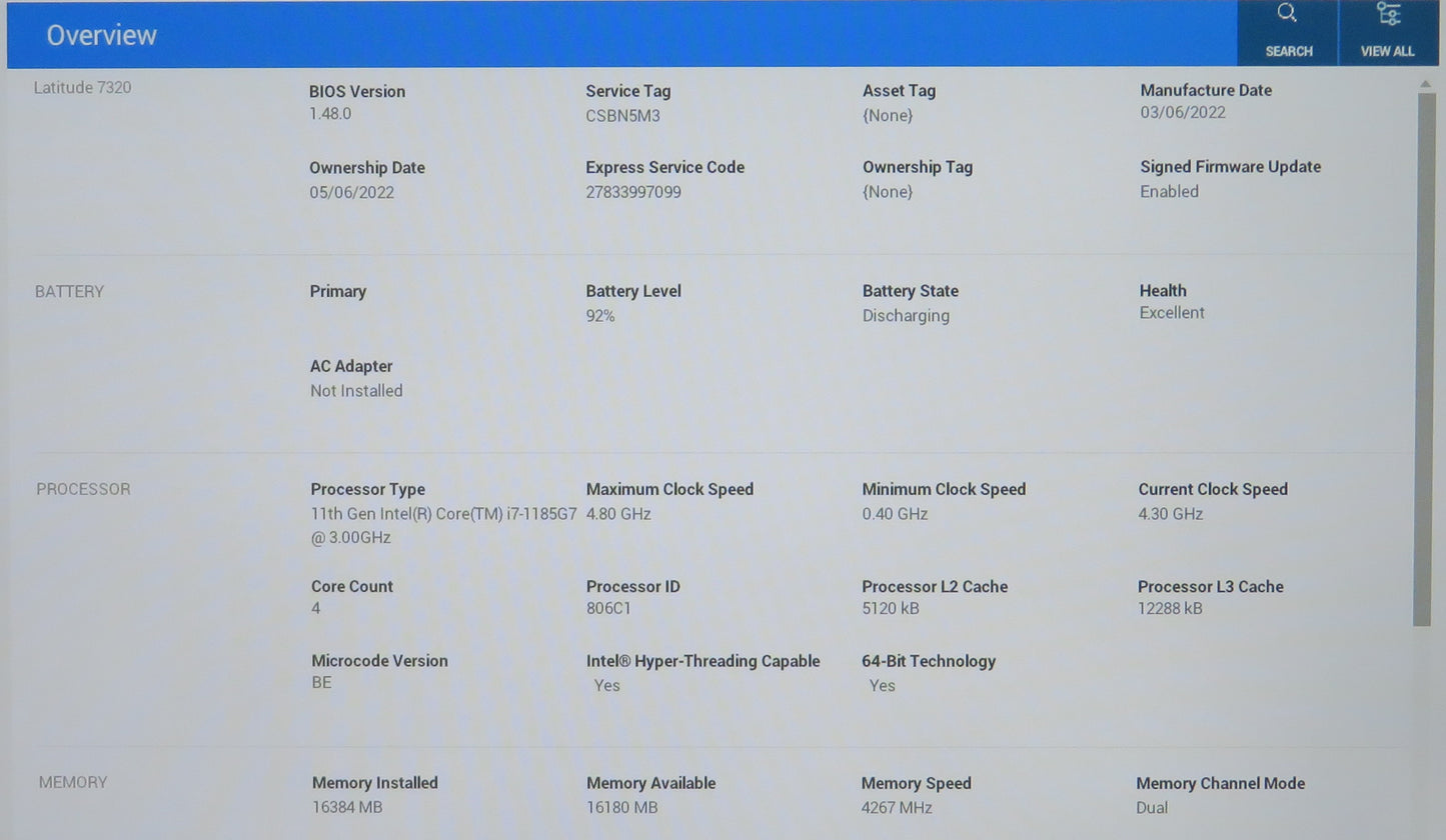 Dell Latitude 7320 13in Touchscreen i7-1185G7 3.0GHz 16GB 512GB Win 11