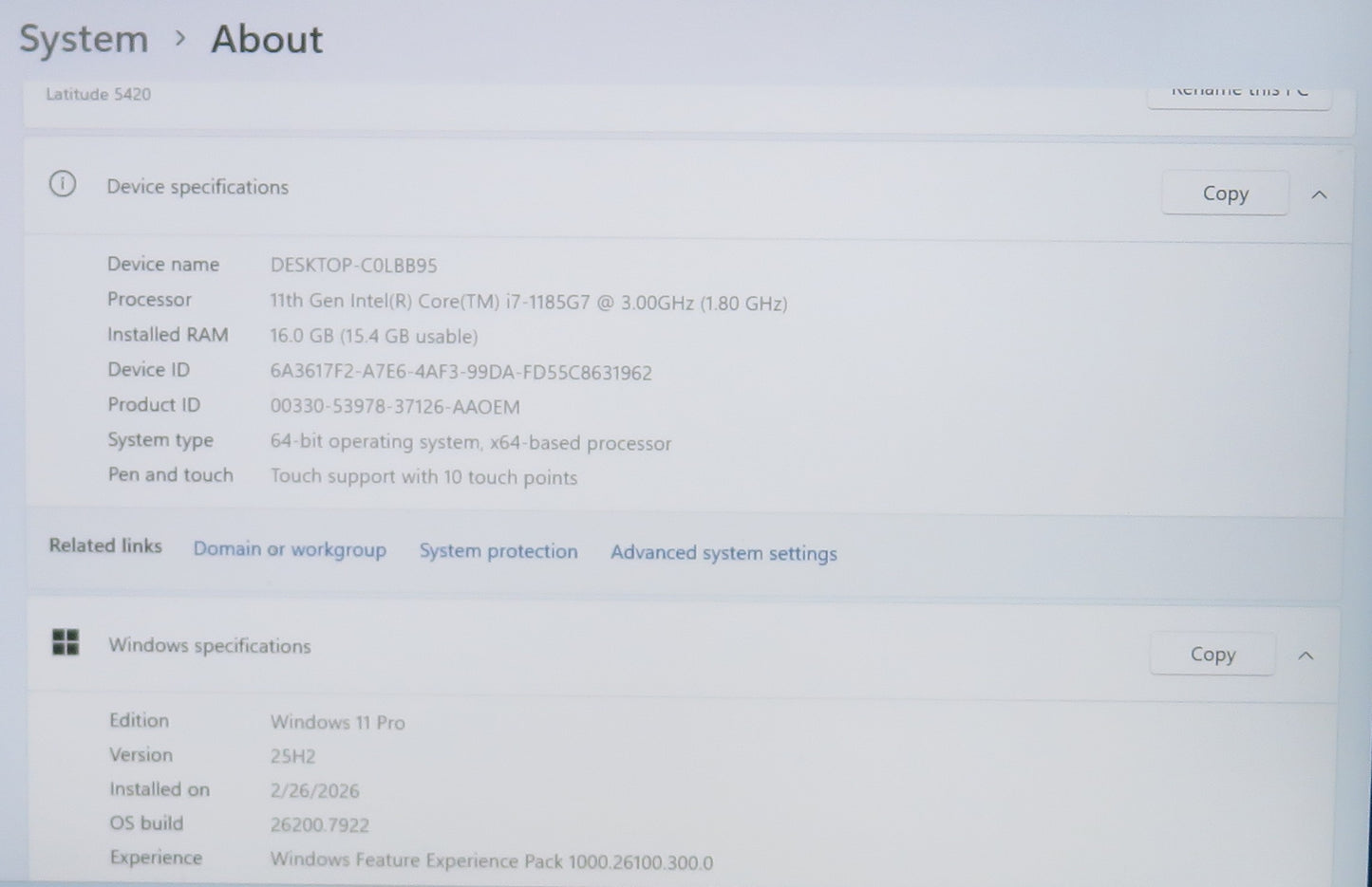 Dell Latitude 5420 14in Touchscreen i7 1185G7U 3.0GHz 16GB RAM 512GB Win11 Pro