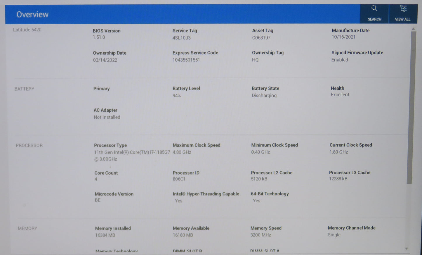 Dell Latitude 5420 14in Touchscreen i7 1185G7U 3.0GHz 16GB RAM 512GB Win11 Pro