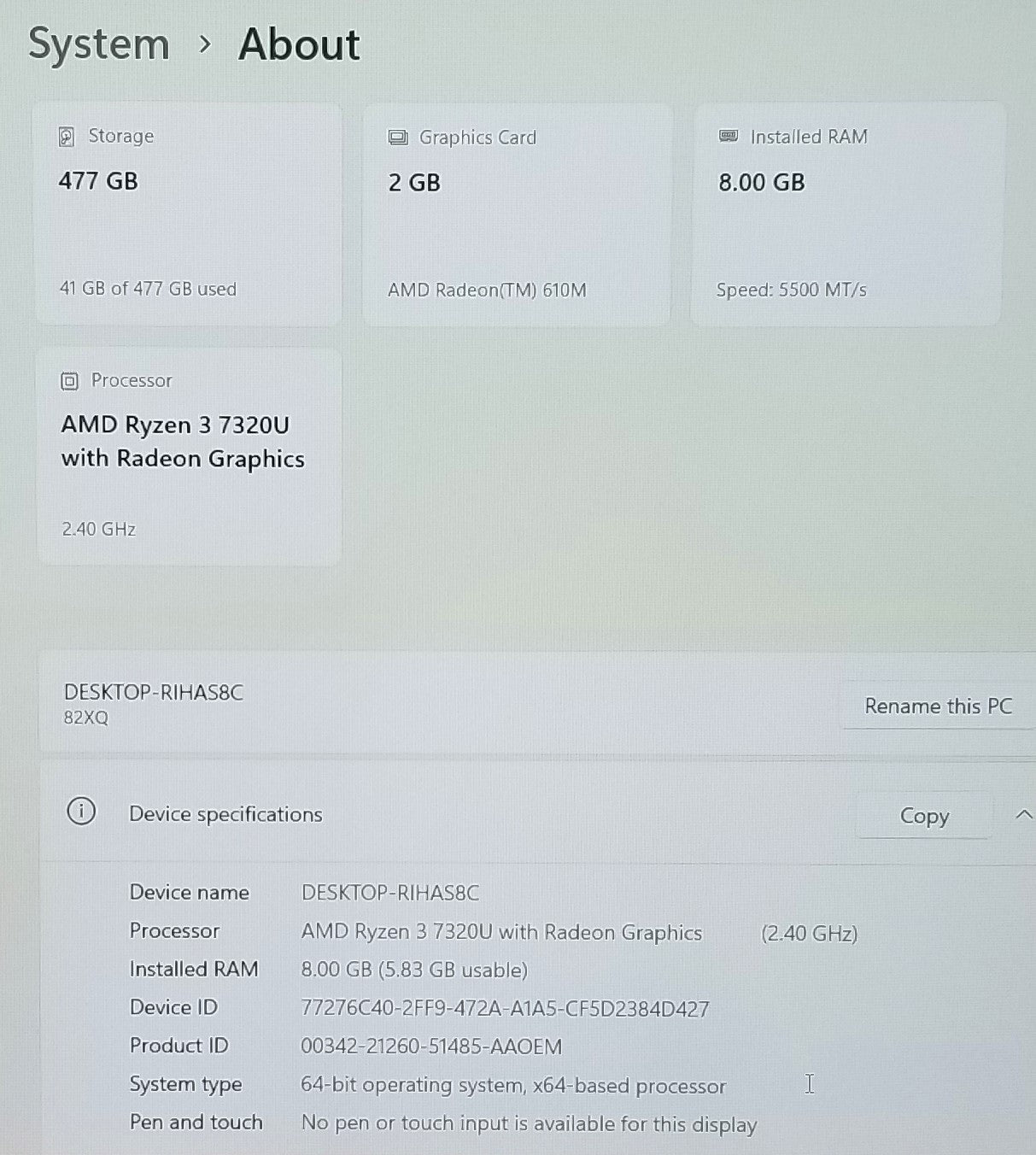 LENOVO IDEAPAD SLIM 3 15AMN8 15.6 IN R3-7320U, 8GB, 512GB SSD