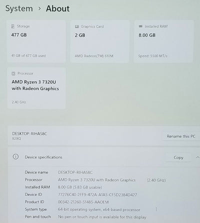 LENOVO IDEAPAD SLIM 3 15AMN8 15.6 IN R3-7320U, 8GB, 512GB SSD