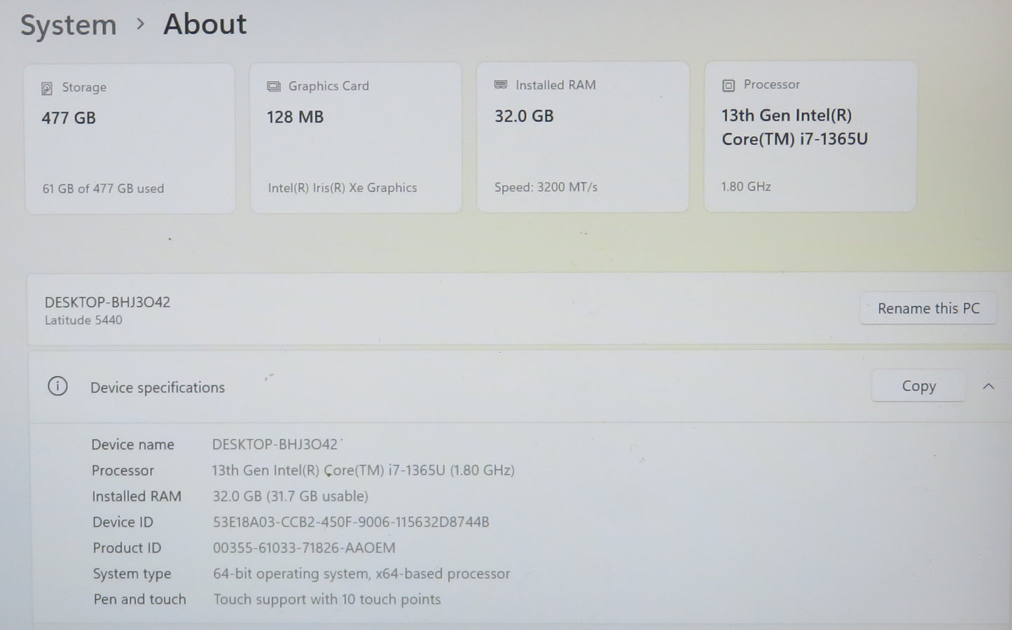 Dell Latitude 5430 14in i7-1265U 1.8GHz 16GB RAM 512GB Windows 11 Pro