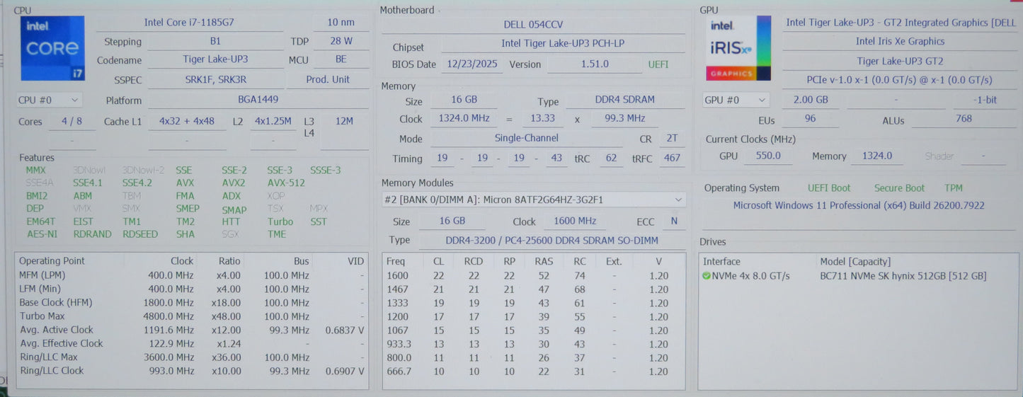 Dell Latitude 5420 14in Touchscreen i7 1185G7U 3.0GHz 16GB RAM 512GB Win11 Pro