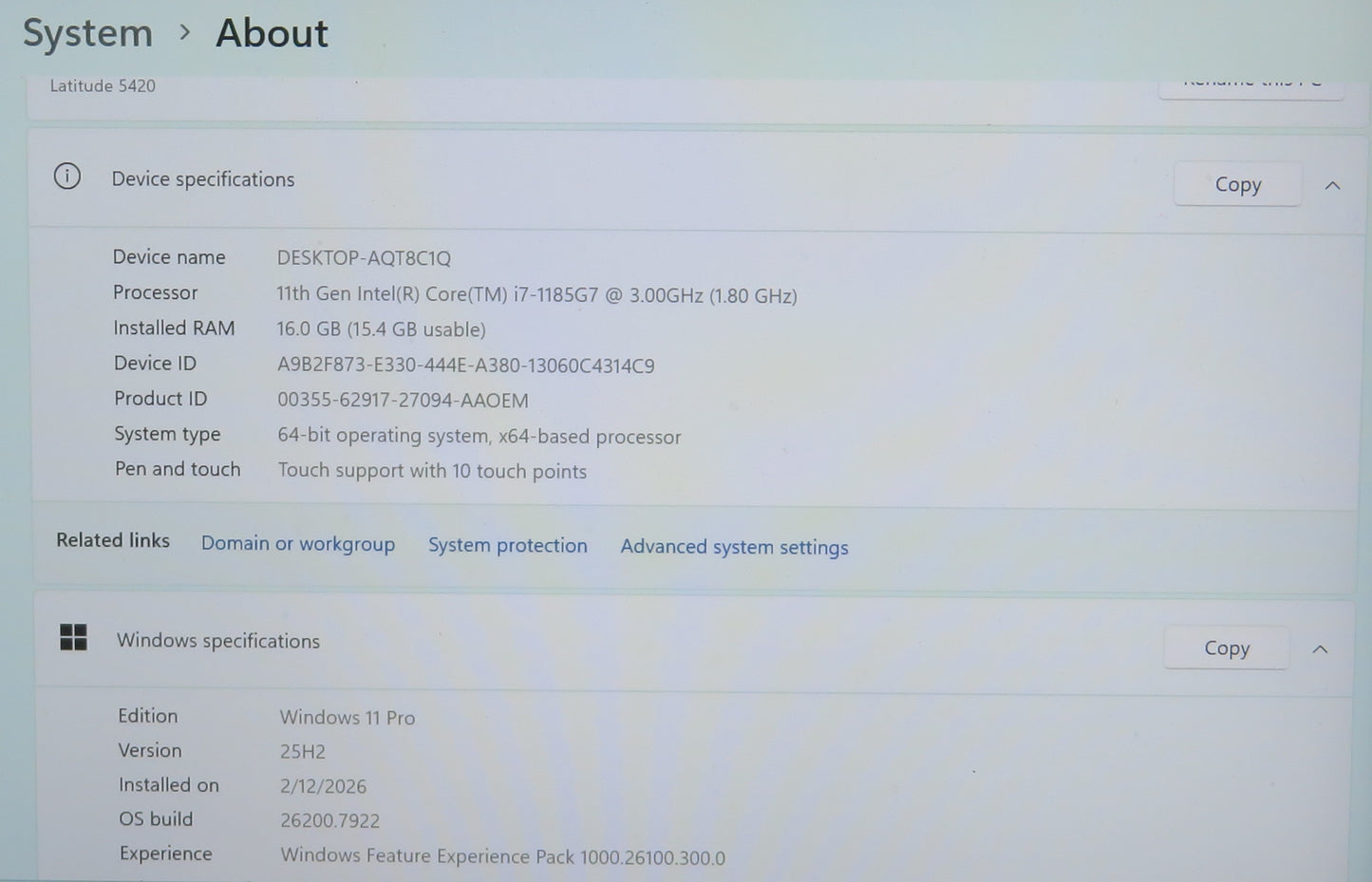 Dell Latitude 5420 14in Touchscreen i7 1185G7U 3.0GHz 16GB RAM 512GB Win11 Pro