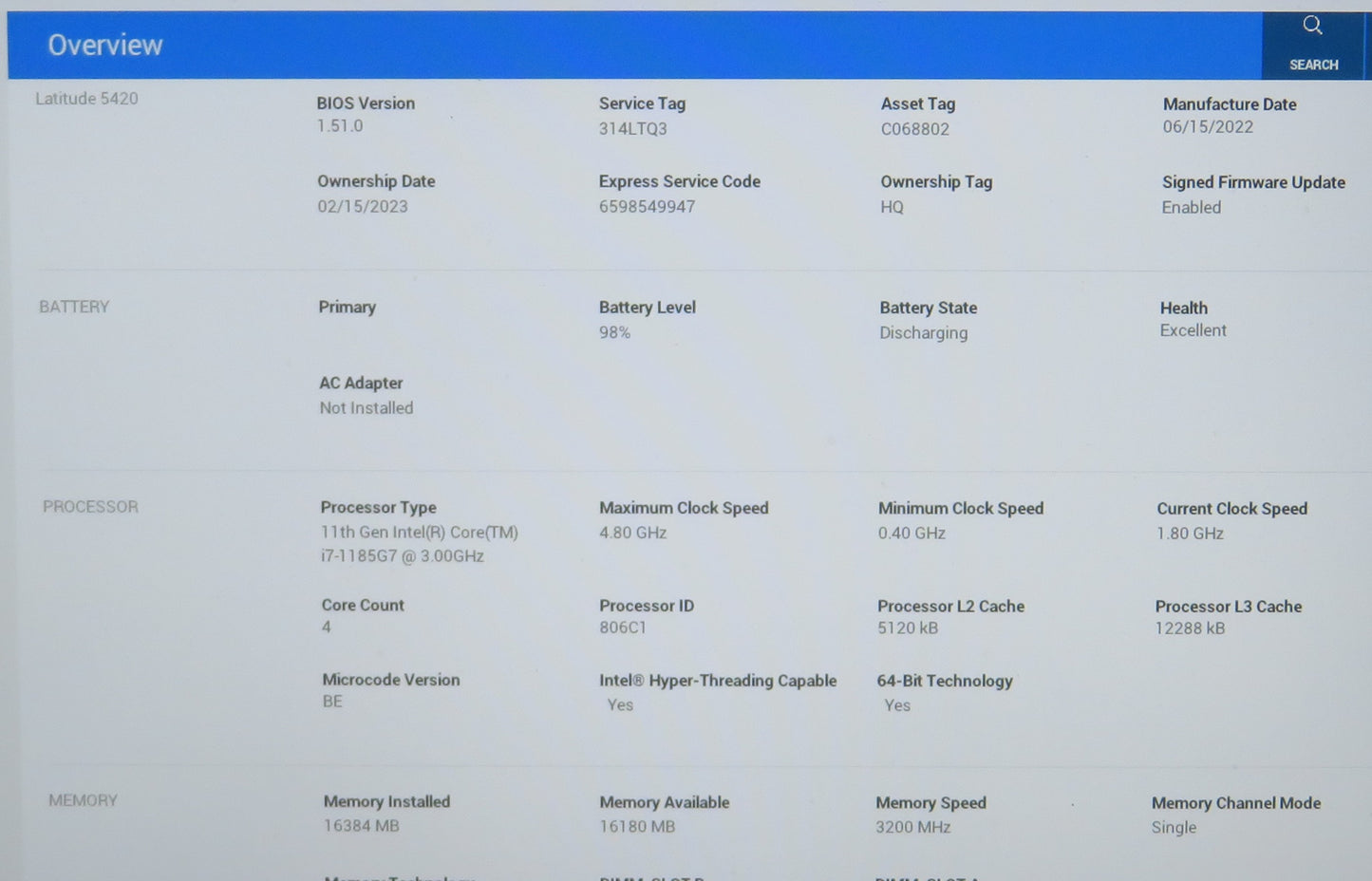 Dell Latitude 5420 14in Touchscreen i7 1185G7U 3.0GHz 16GB RAM 512GB Win11 Pro