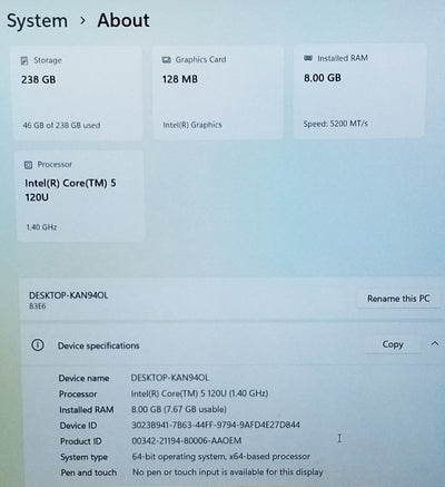 LENOVO IDEAPAD SLIM 3 15IRU9 15.6" i5-120U, 8GB MEMORY, 256GB SSD