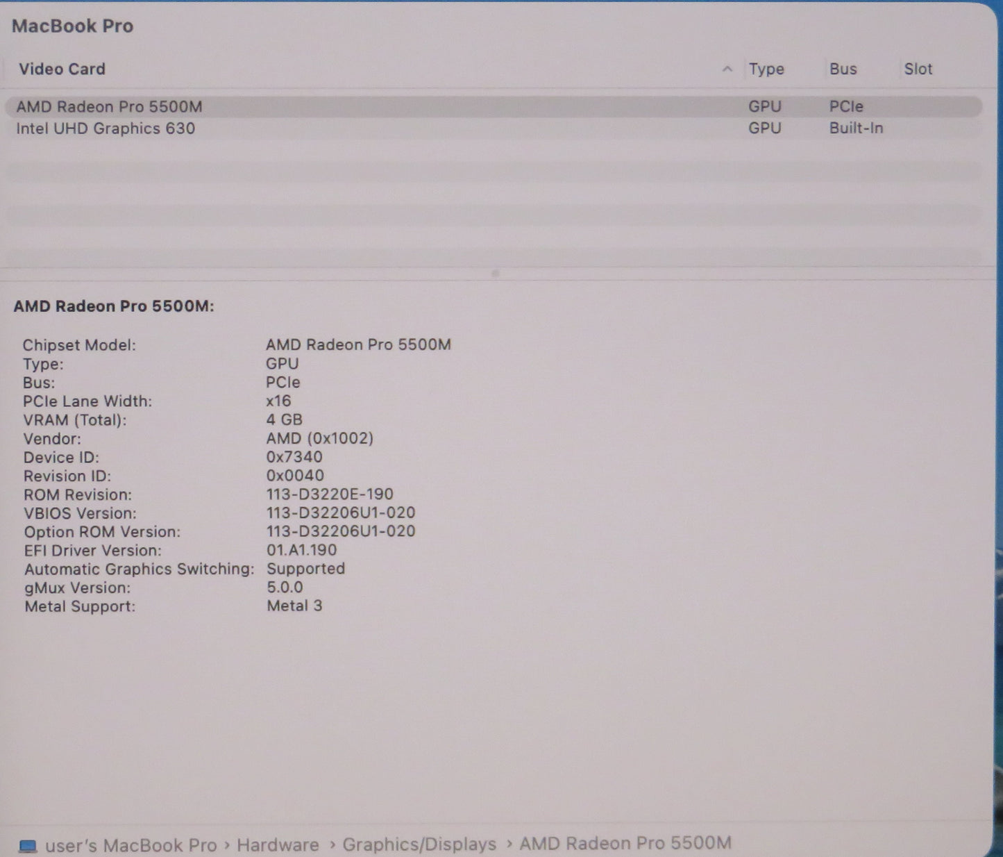 Apple MacBook Pro 2019 16in A2141 i9 9880H 2.3GHz 32GB RAM 1TB macOS 5500M