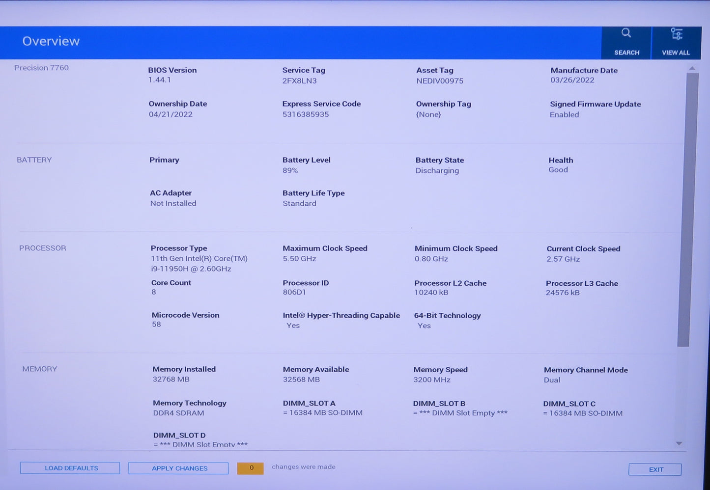 Dell Precision 7760 17in 4K i9 11950H 2.6GHz 32GB RAM 512GB Win 11 Pro RTX A3000