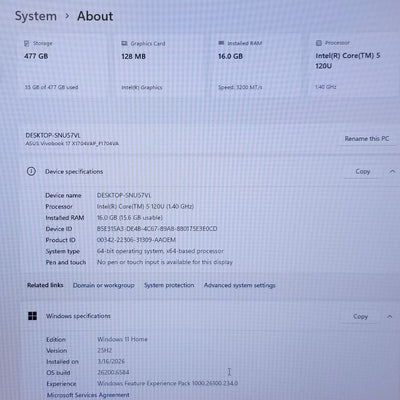 ASUS VIVOBOOK F1704V 17.3 In I5-1335U, 16GB, 512GB