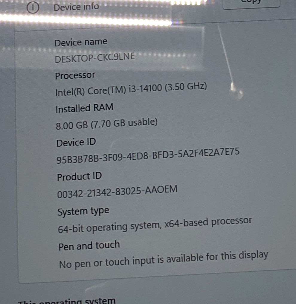 Dell Inspiron 3030 Desktop, i3-14100, 8GB, 512GB SSD