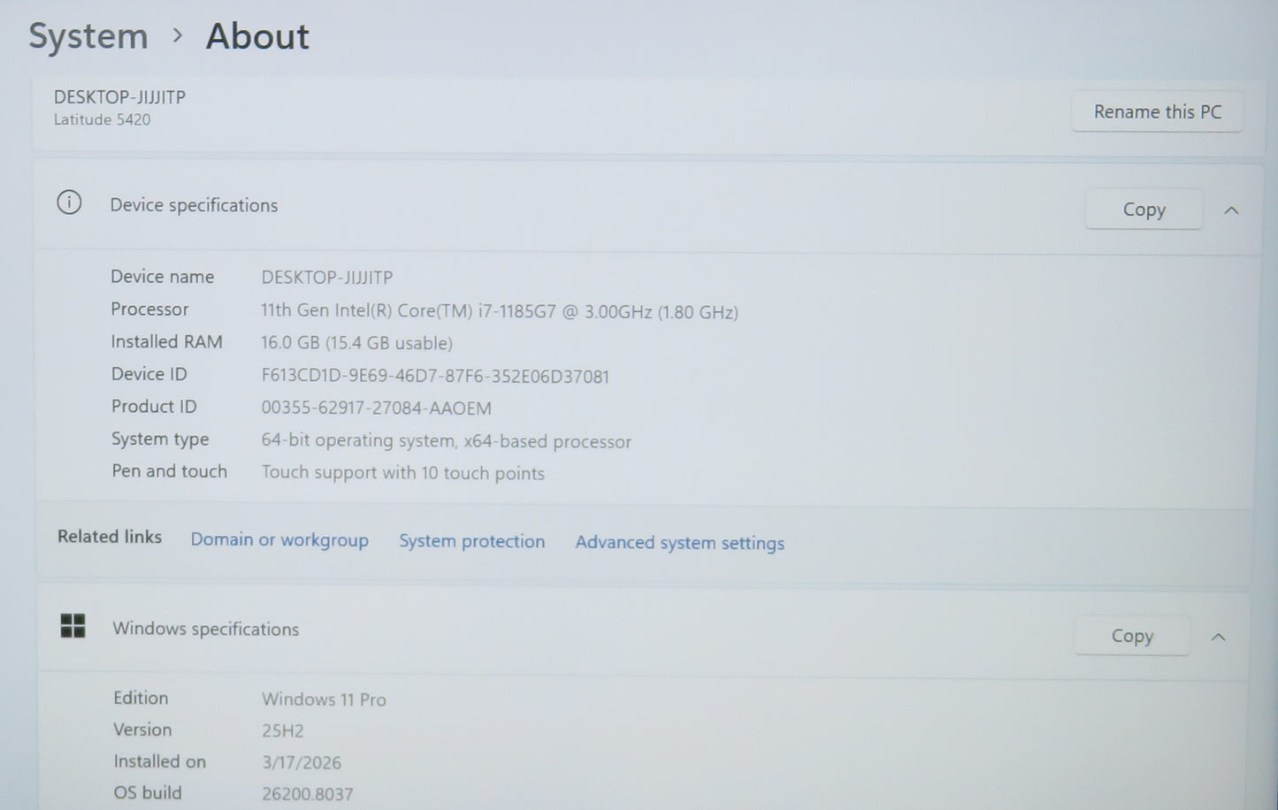 Dell Latitude 5420 14in Touchscreen i7 1185G7U 3.0GHz 16GB RAM 512GB Win11 Pro