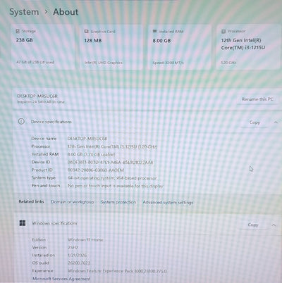 Dell Inspiron 24 5410 23.8 In i5-1235U, 8GB Memory, 512GB SSD