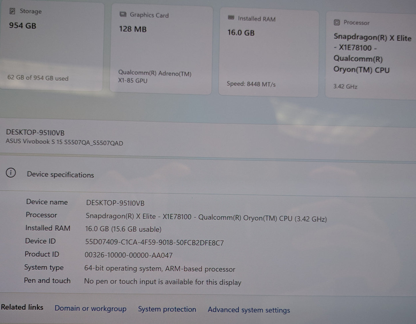 Asus Vivobook S5507Q 15.6 IN X1E78100, 16GB, 1TB SSD