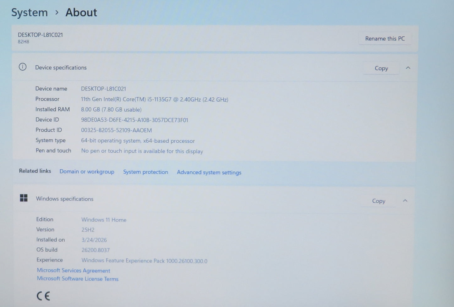 Lenovo IdeaPad 3 15.6in FHD 15ITL6 i3 1135G7 2.4GHz 8GB RAM 256GB Win11