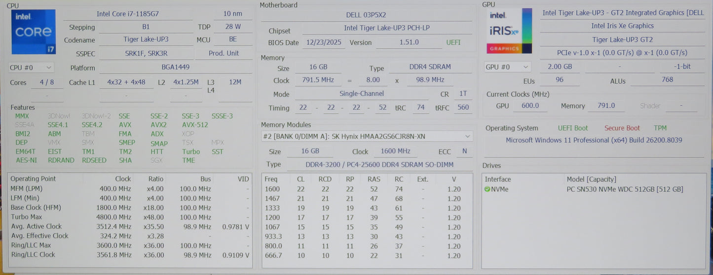 Dell Latitude 5420 14in Touchscreen i7 1185G7U 3.0GHz 16GB RAM 512GB Win11 Pro