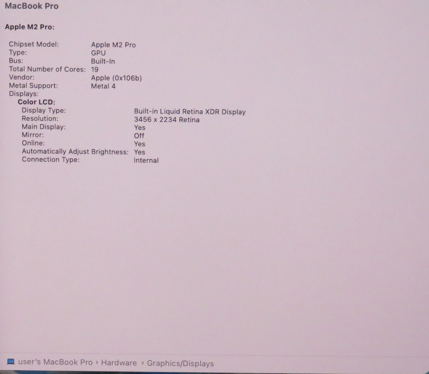 Apple Macbook Pro 2023 16in Retina M2 Pro 32GB RAM 512GB Tahoe A2780