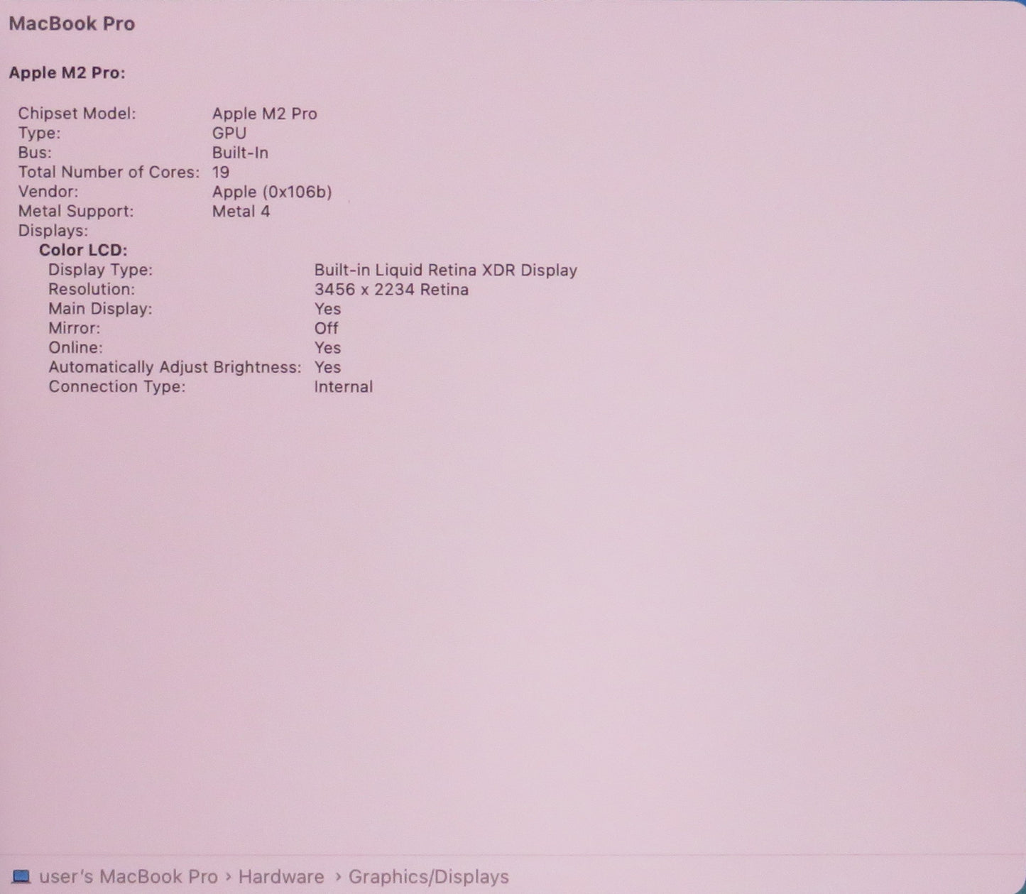 Apple Macbook Pro 2023 16in Retina M2 Pro 16GB RAM 512GB Tahoe A2780