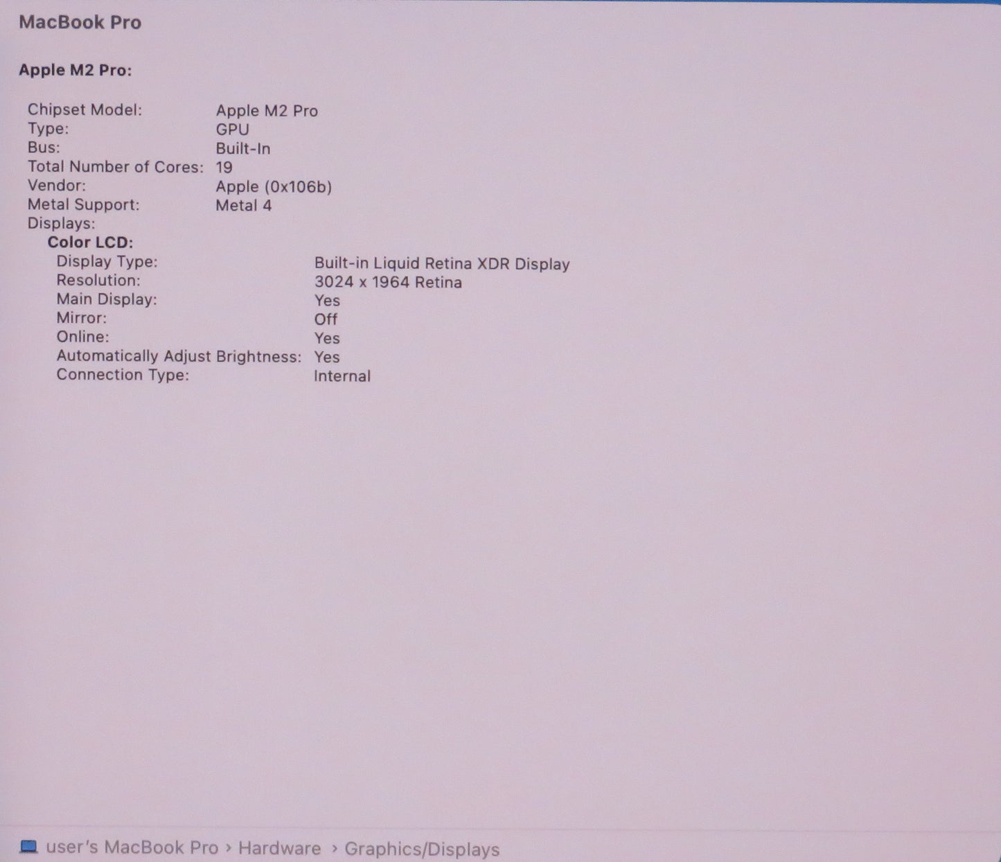 Apple Macbook Pro 2023 14in Retina M2 Pro 16GB RAM 512GB Tahoe A2779