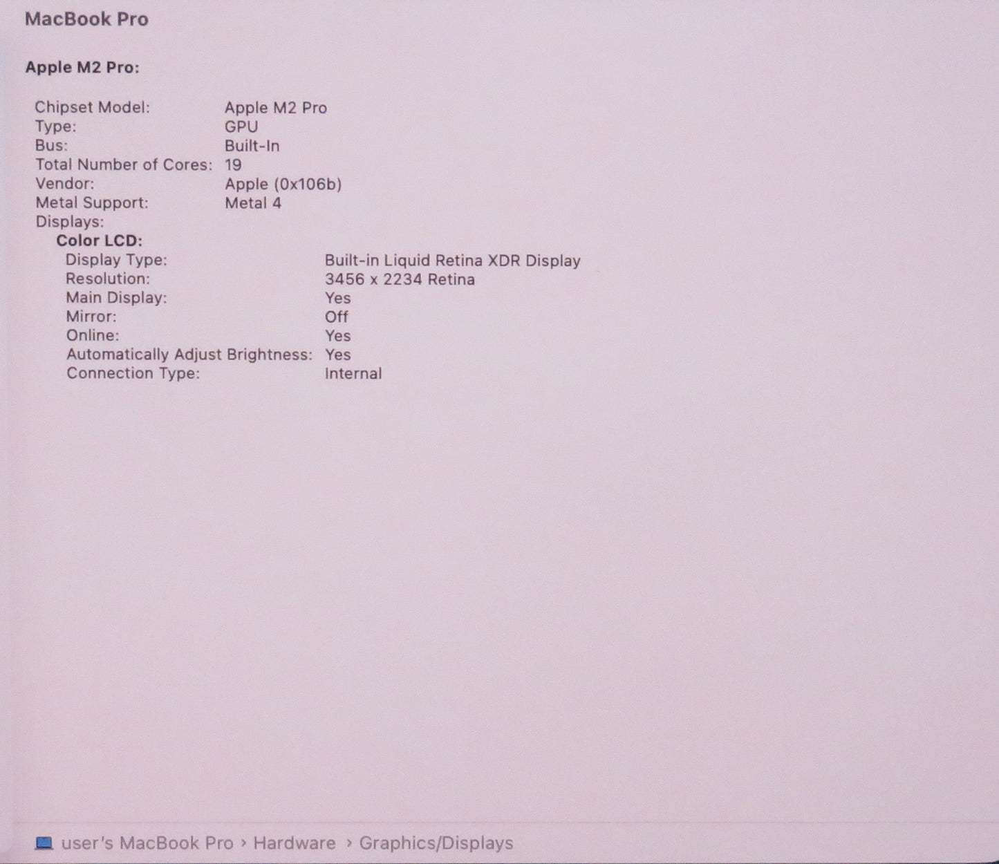 Apple Macbook Pro 2023 16in Retina M2 Pro 16GB RAM 512GB Tahoe A2780