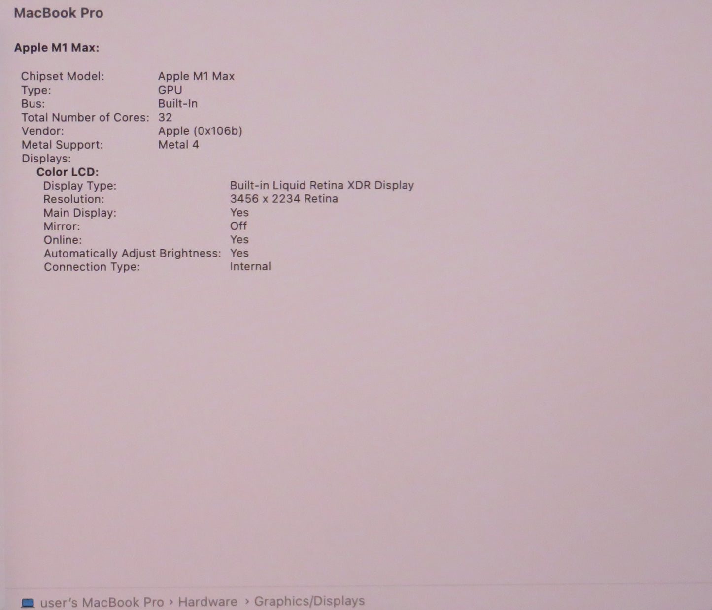 Apple Macbook Pro 2021 16in Retina XDR M1 Max 32GB RAM 1TB macOS A2485