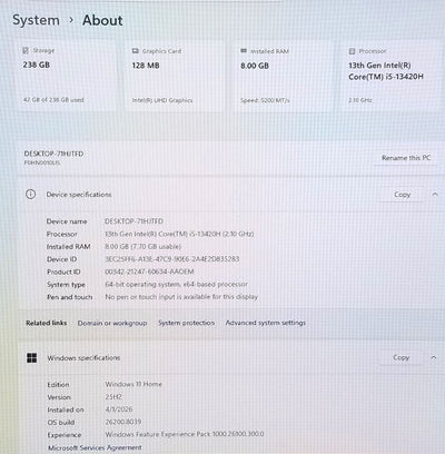 Lenovo Ideacentre 24IRH9 23.8 In i5-13420H, 8GB, 256GB