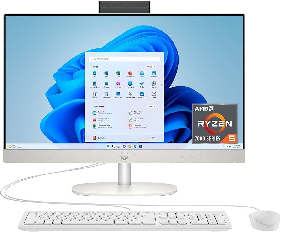 HP 23.8" All-in-One Desktop PC, R5-7520U, 8GB, 256GB