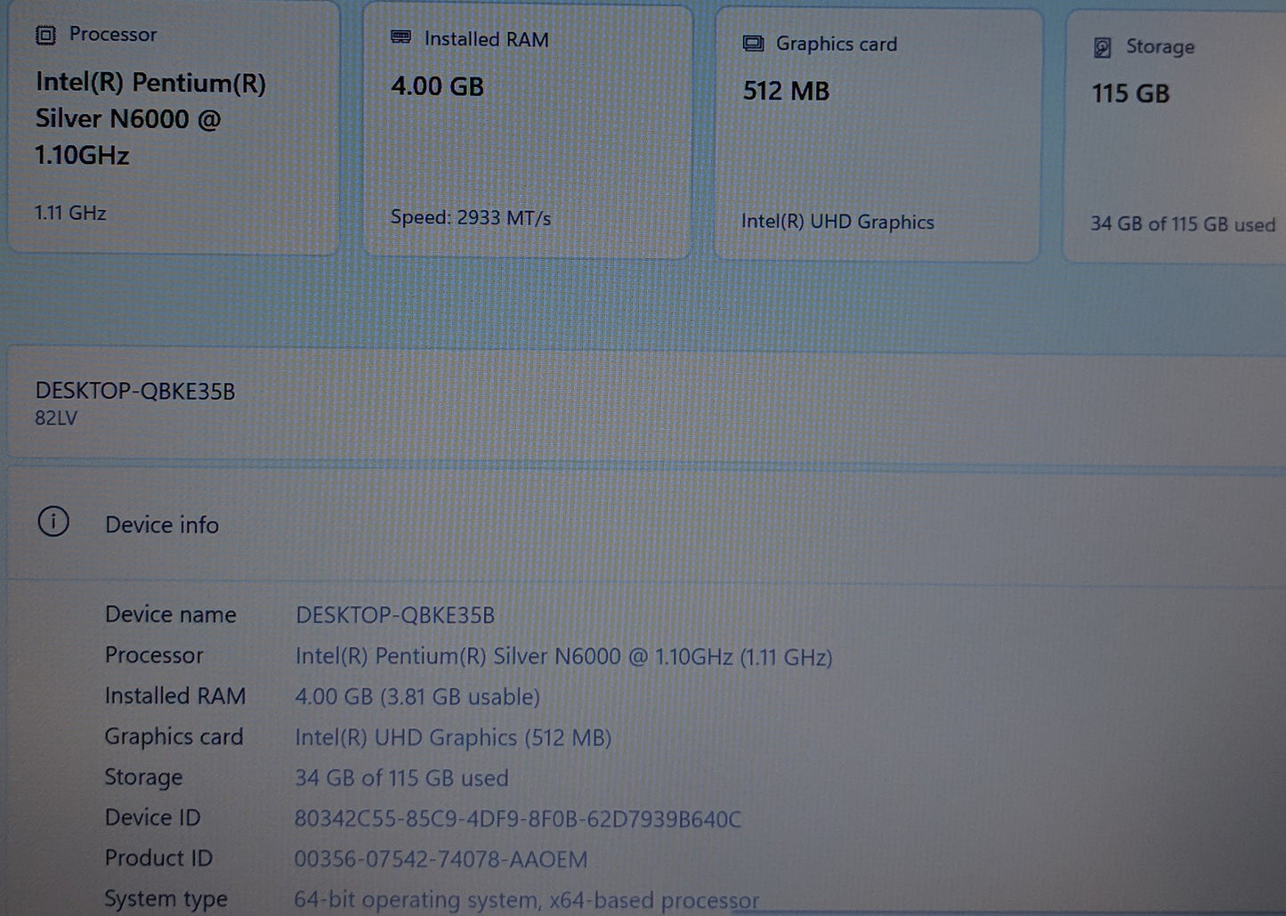 Lenovo Ideapad 1 14IJL7 14 INCH PS-N6000, 4GB, 128GB