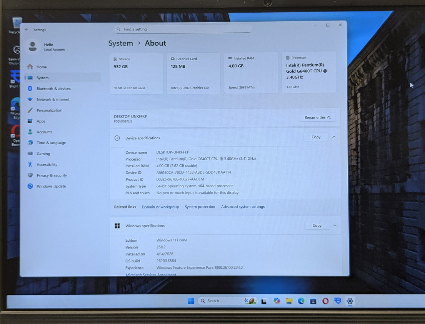 LENOVO IDEACENTRE 3 22IMB05 PG-G6400T 4GB 1TB