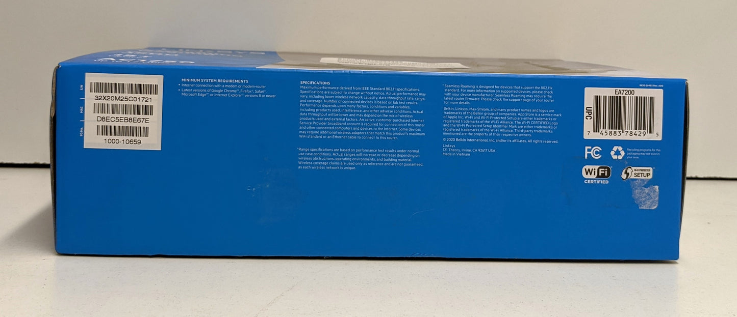 LINKSYS MAX-STREAM EA7200 AC1750 DUAL BAND WiFi ROUTER
