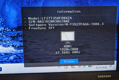 SAMSUNG F27T350FHN 27in Full HD FreeSync LED LCD MONITOR