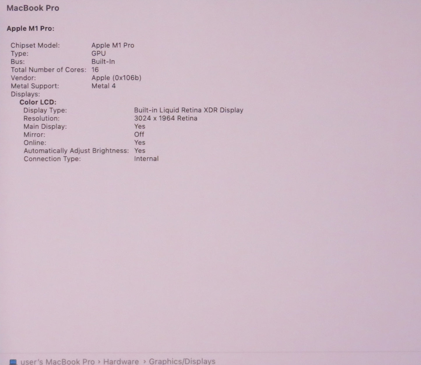 Apple Macbook Pro 2021 14in Retina XDR M1 Pro 16GB RAM 512GB SSD Tahoe A2442