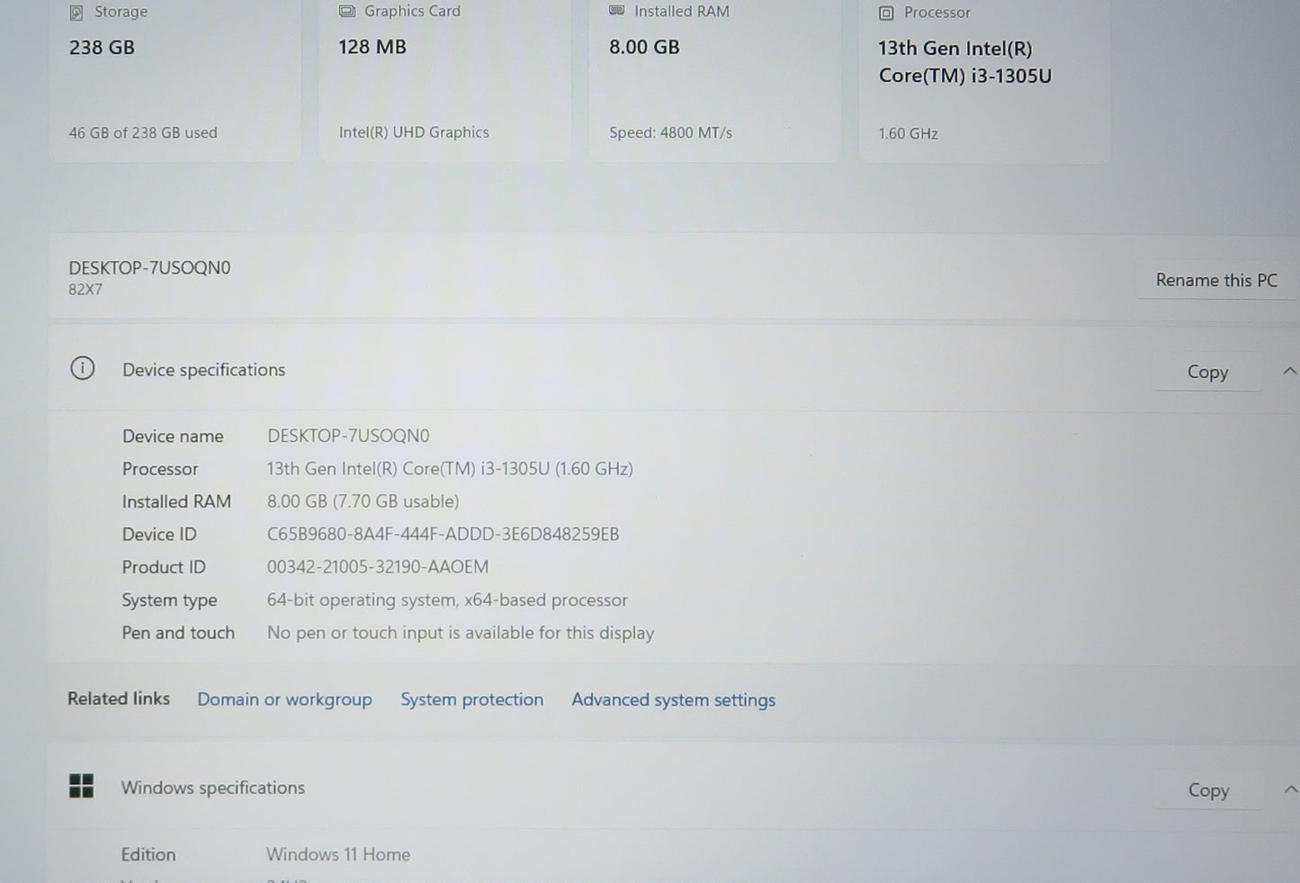 Lenovo IdeaPad Slim 3 15IRU8 i3 1305U 1.6GHz 8GB RAM 256GB Windows 11