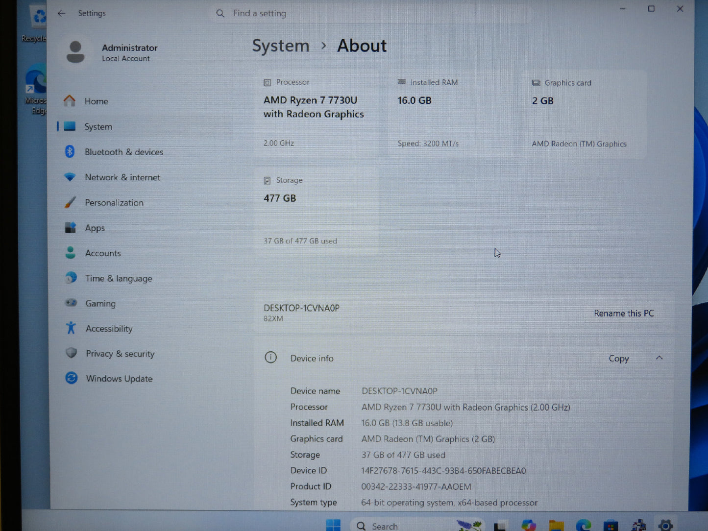 Ideapad Slim 3 15ABR8 15.6in FHD AMD Ryzen 7 7730U 2GHz 16GB RAM 512GB SSD