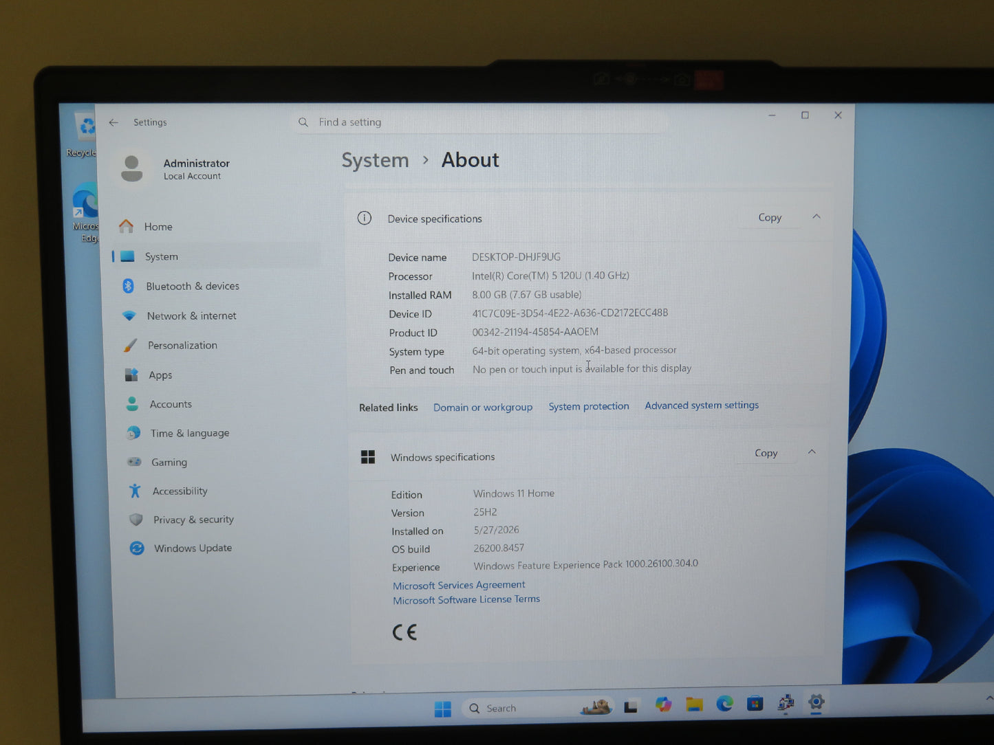 Ideapad Slim 3 15IRU9 15.6in FHD Intel Core 5 120U 1.4GHz 8GB RAM 256GB SSD