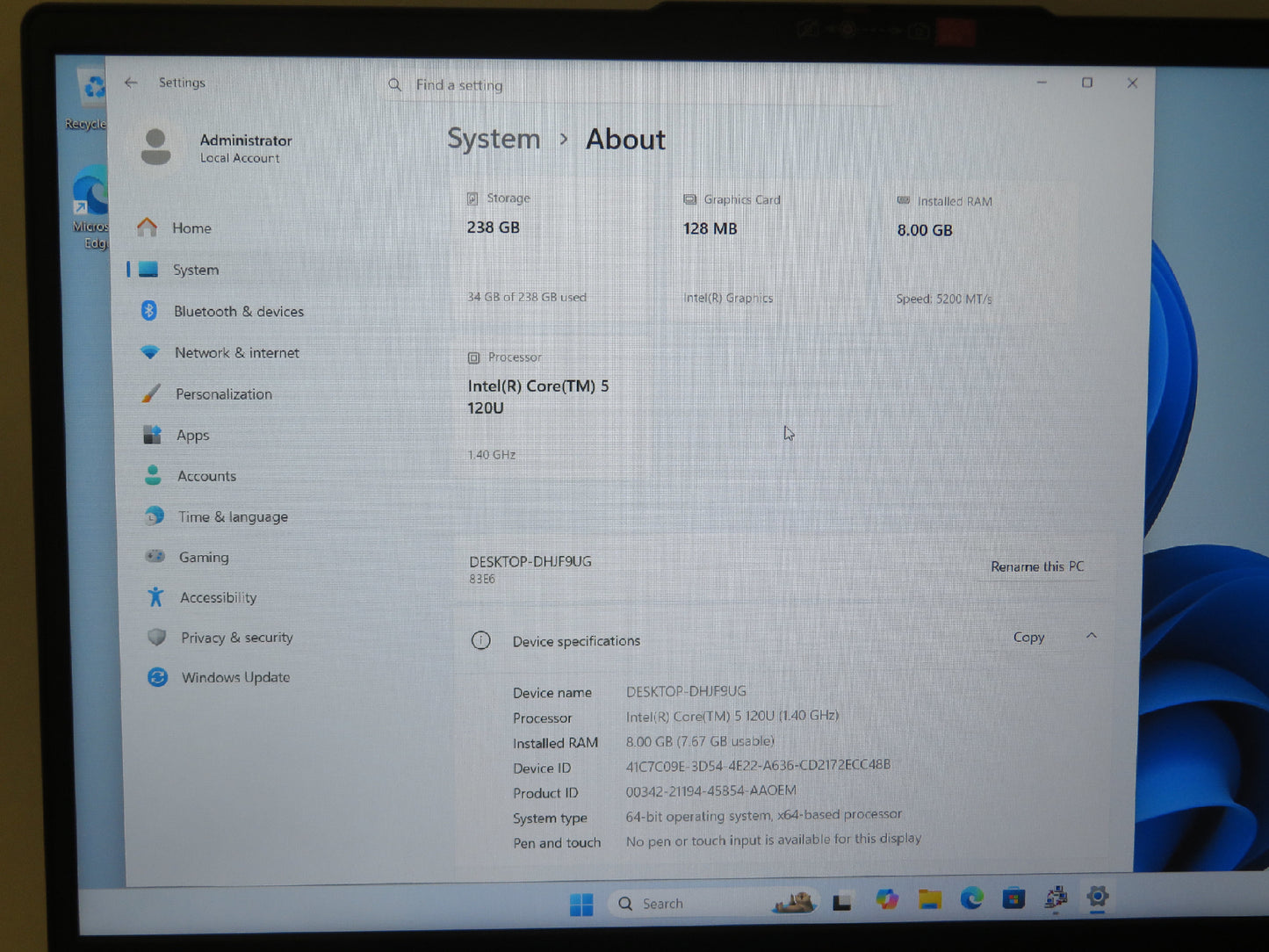 Ideapad Slim 3 15IRU9 15.6in FHD Intel Core 5 120U 1.4GHz 8GB RAM 256GB SSD