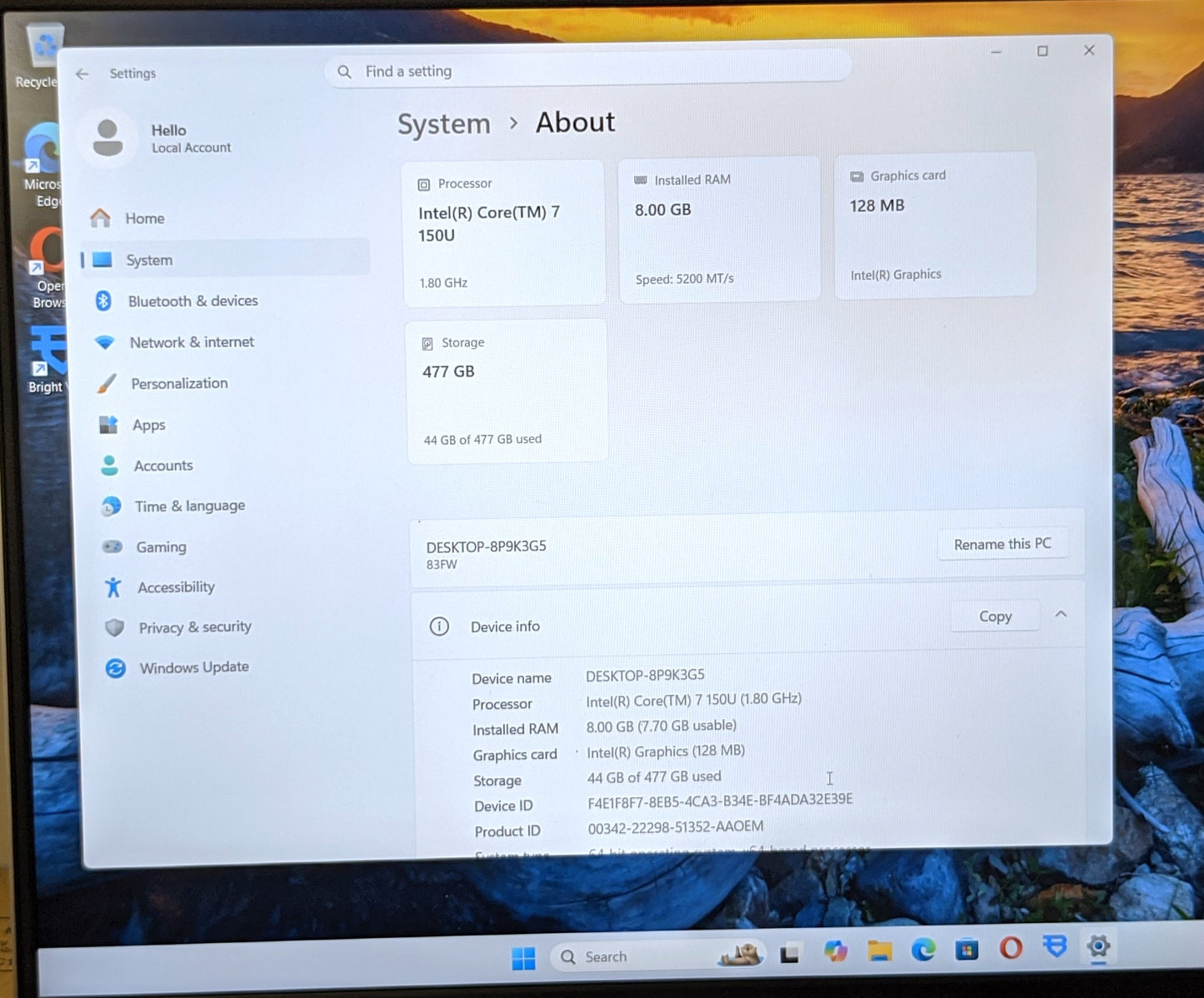 LENOVO IDEAPAD SLIM 5 16IRU9 i7-150U 8GB RAM 512GB SSD