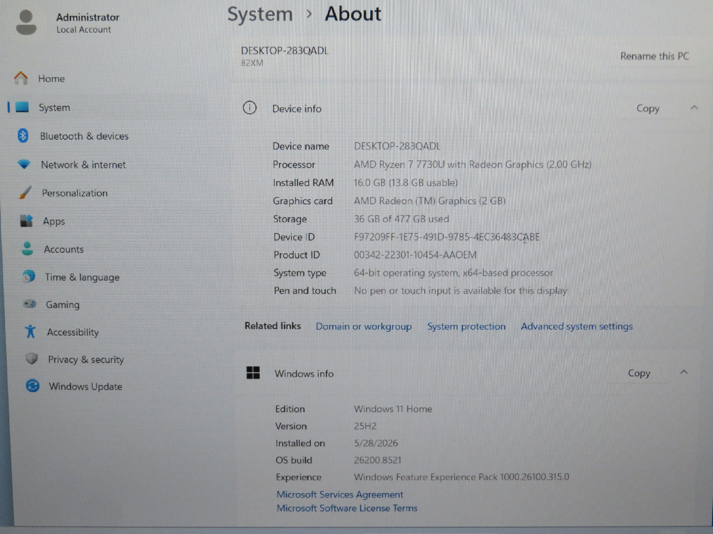 Ideapad Slim 3 15ABR8 15.6in FHD AMD Ryzen 7 7730U 2GHz 16GB RAM 512GB SSD