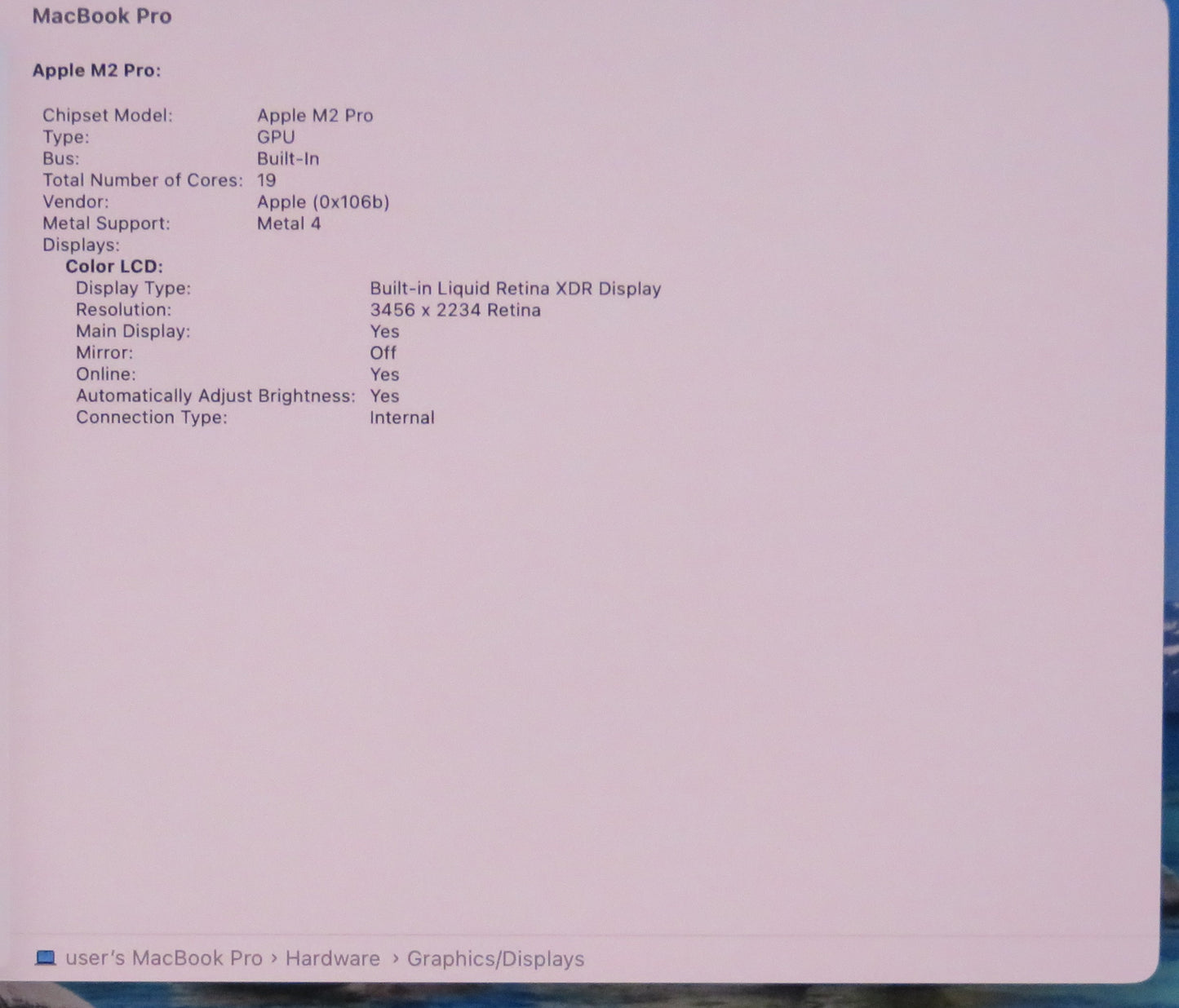 Apple Macbook Pro 2023 16in Retina M2 Pro 16GB RAM 512GB Tahoe A2780