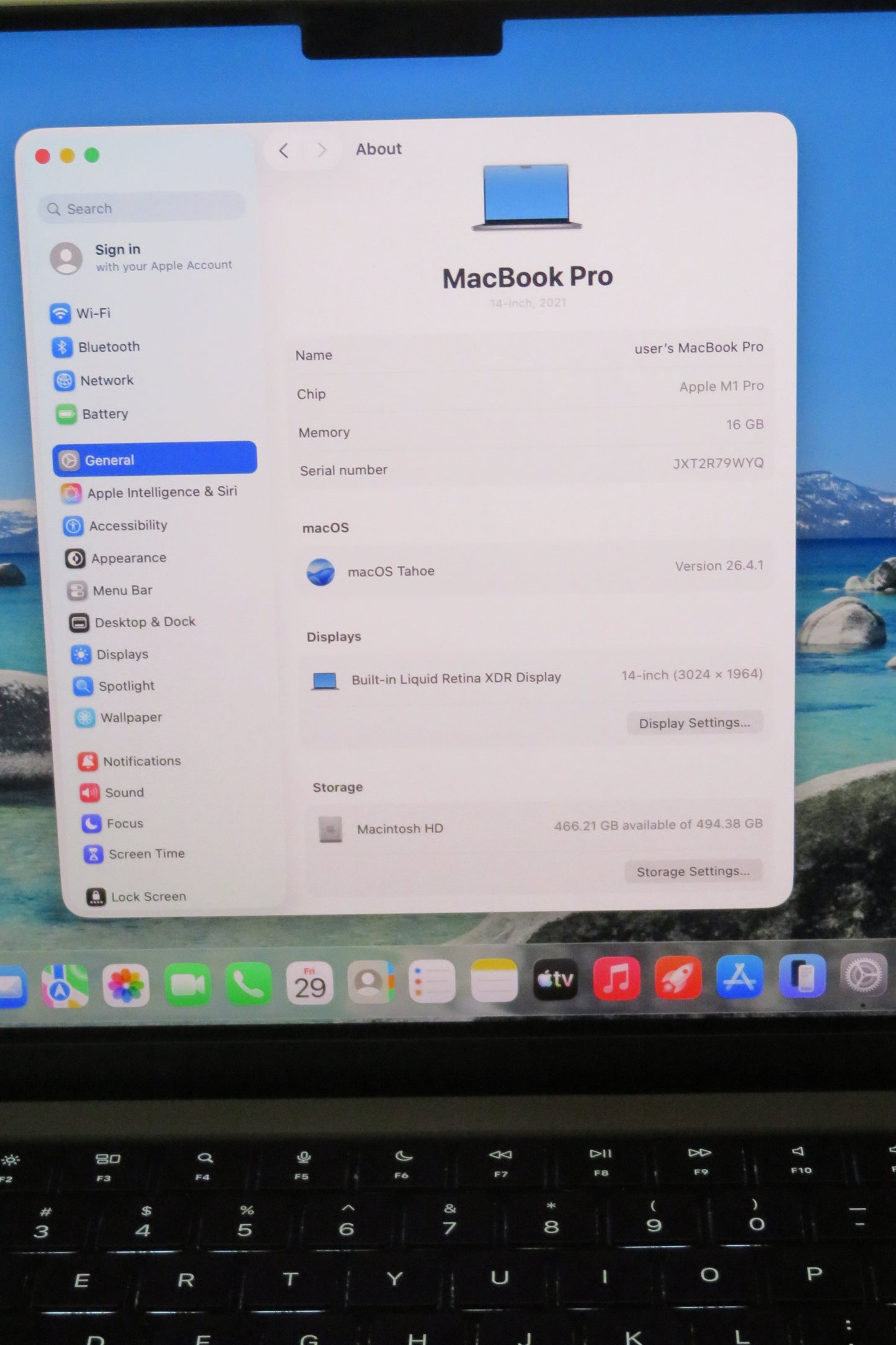 Apple Macbook Pro 2021 14in Retina XDR M1 Pro 16GB RAM 512GB SSD Tahoe A2442