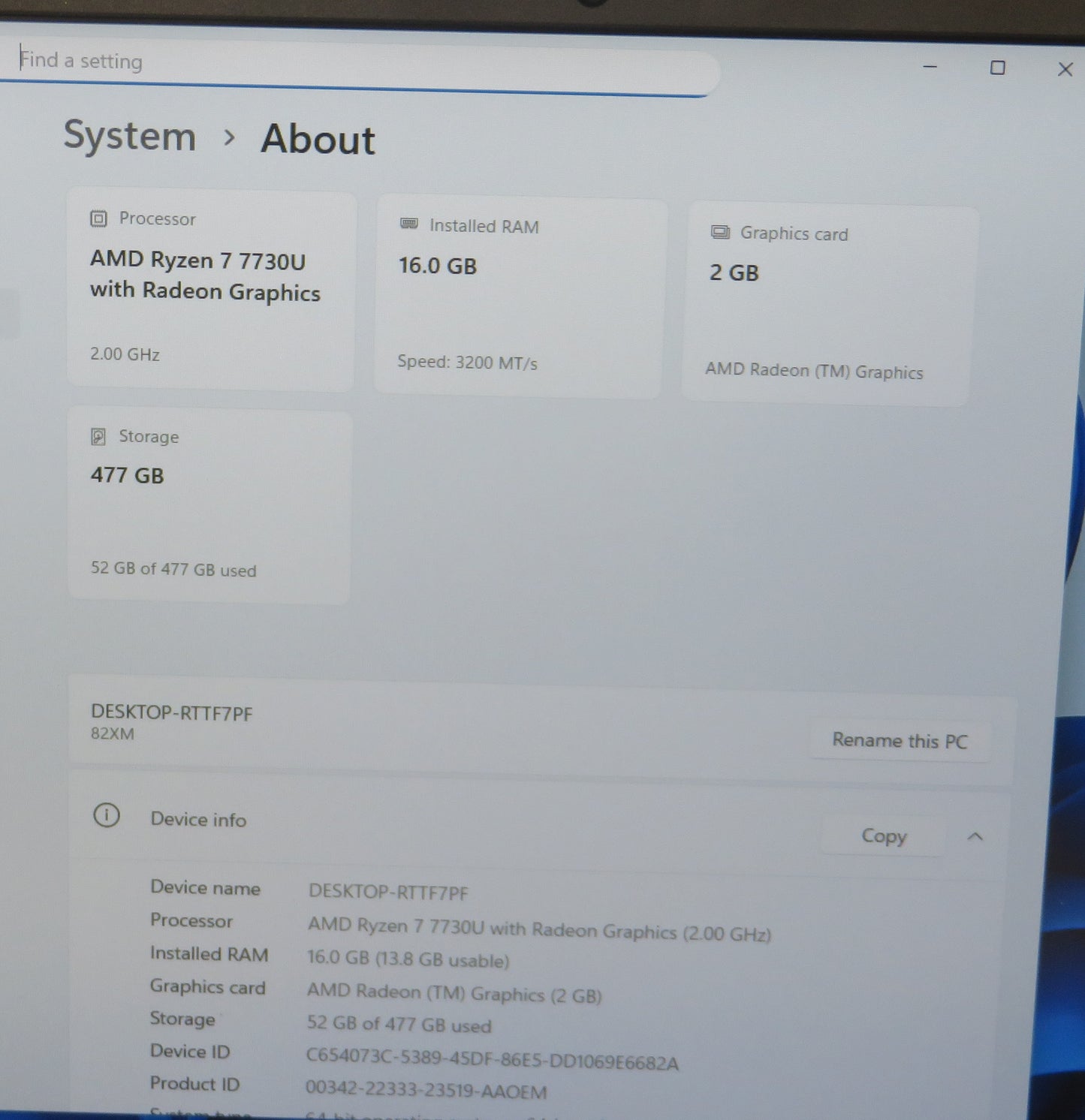 Ideapad Slim 3 15ABR8 15.6in FHD AMD Ryzen 7 7730U 2GHz 16GB RAM 512GB SSD