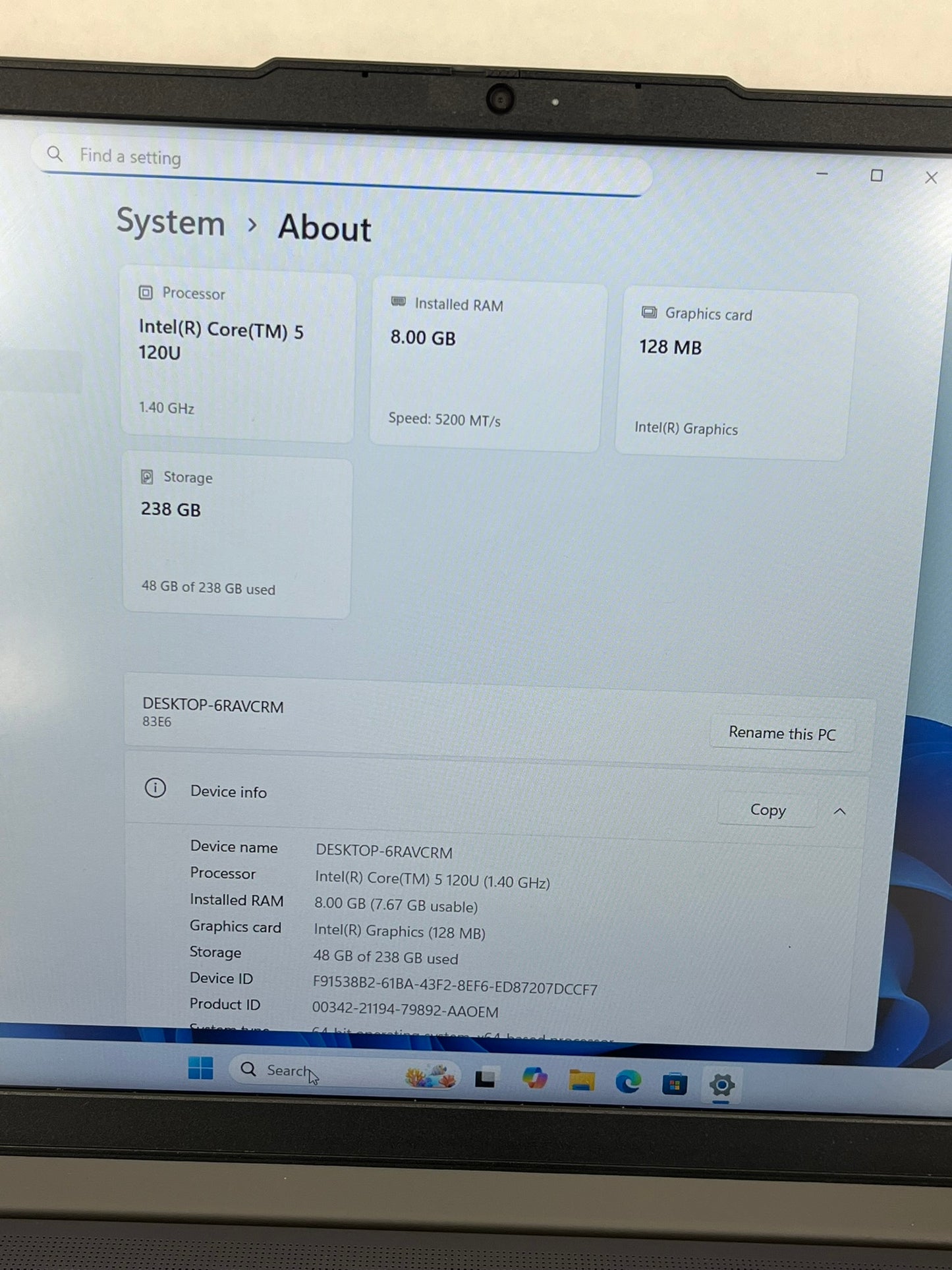 Ideapad Slim 3 15IRU9 15.6in FHD Intel Core 5 120U 1.4GHz 8GB RAM 256GB SSD