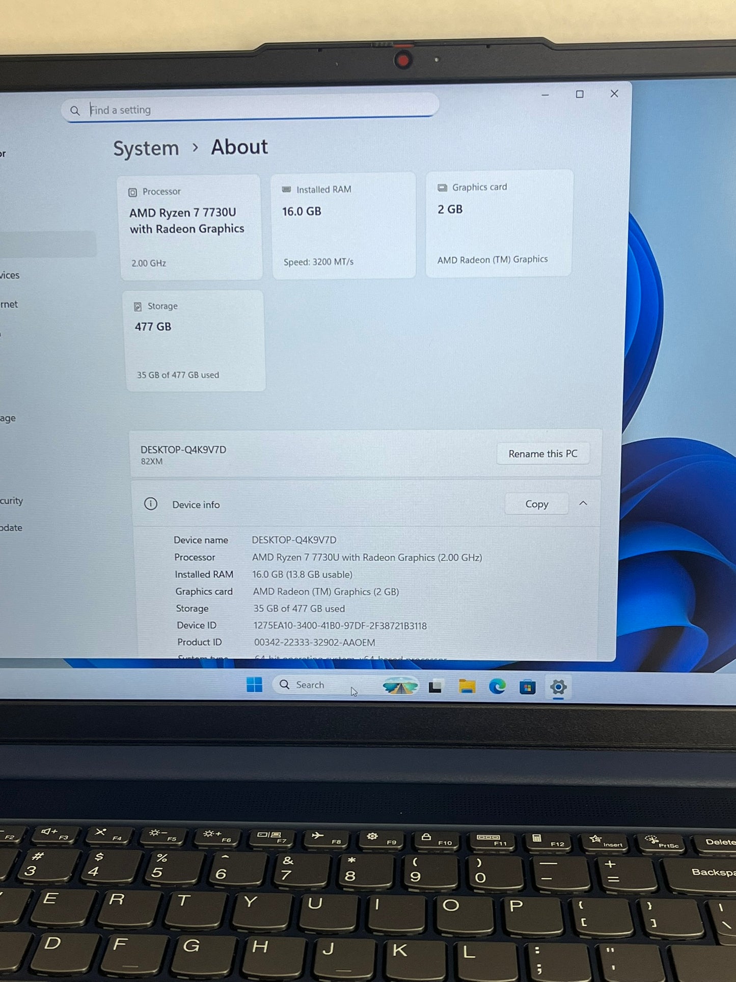 Ideapad Slim 3 15ABR8 15.6in FHD AMD Ryzen 7 7730U 2GHz 16GB RAM 512GB SSD