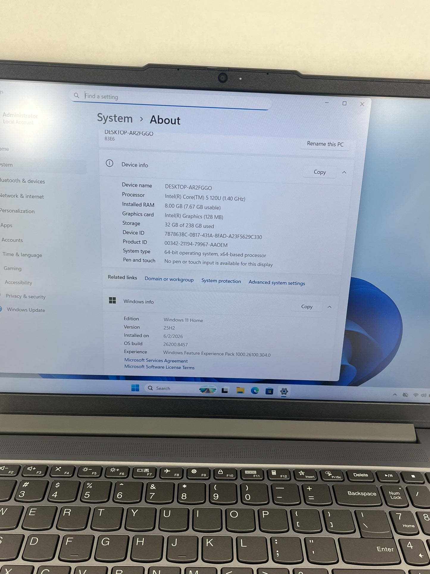 Ideapad Slim 3 15IRU9 15.6in FHD Intel Core 5 120U 1.4GHz 8GB RAM 256GB SSD