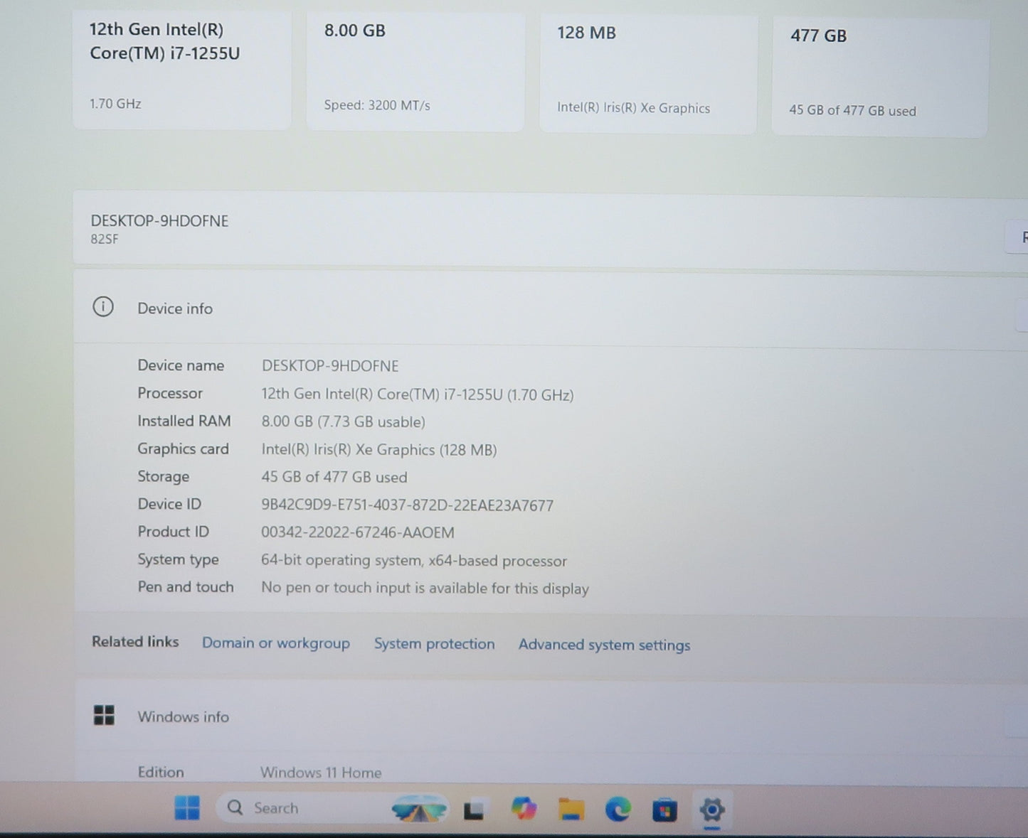 Lenovo IdeaPad 5 15IAL7 i7-1255U 8GB 512GB Win 11