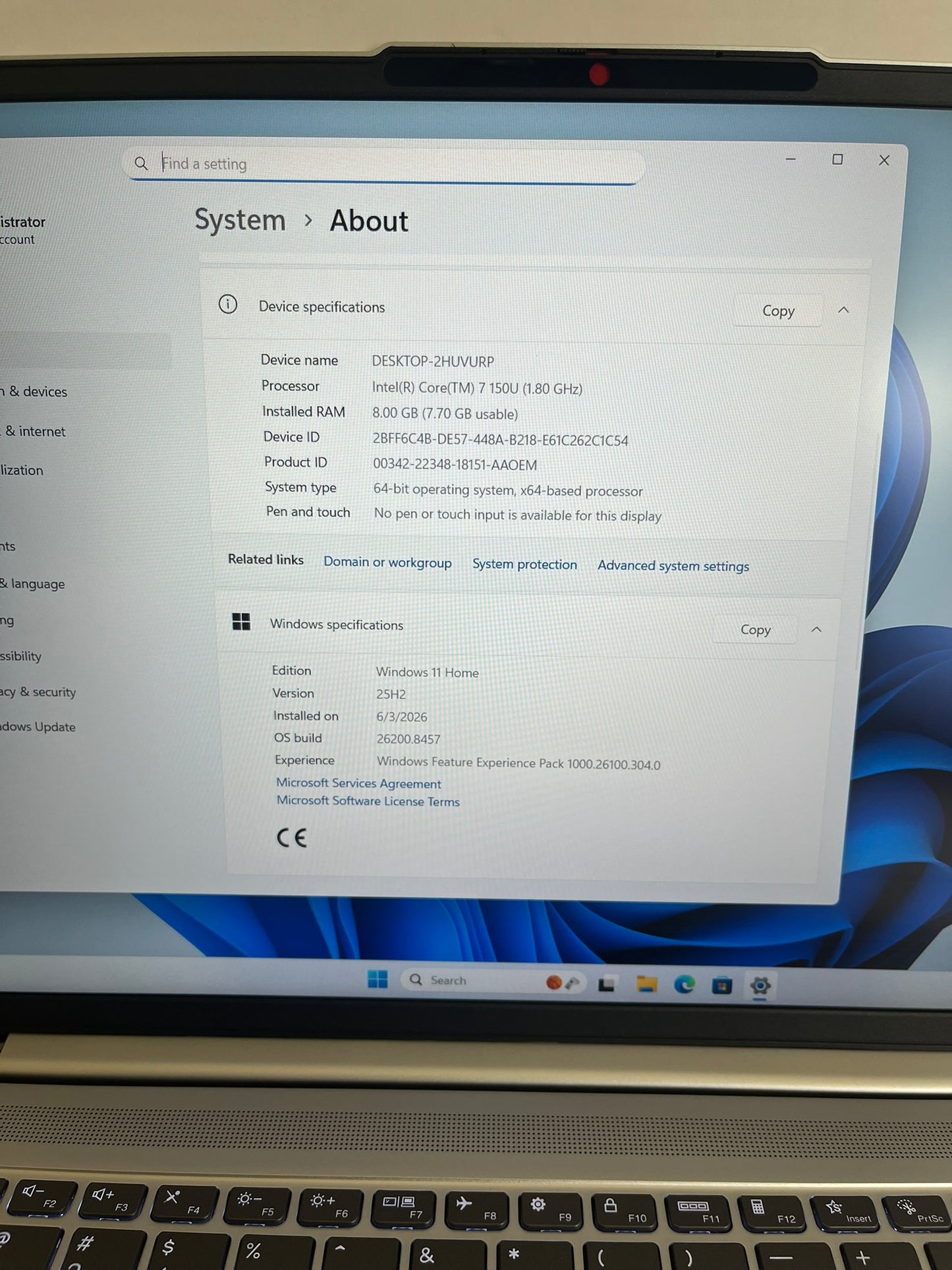 Lenovo IdeaPad Slim 5 16IRU9 16in Intel Core 7 150U 1.8GHz 8GB RAM 512GB WIN11