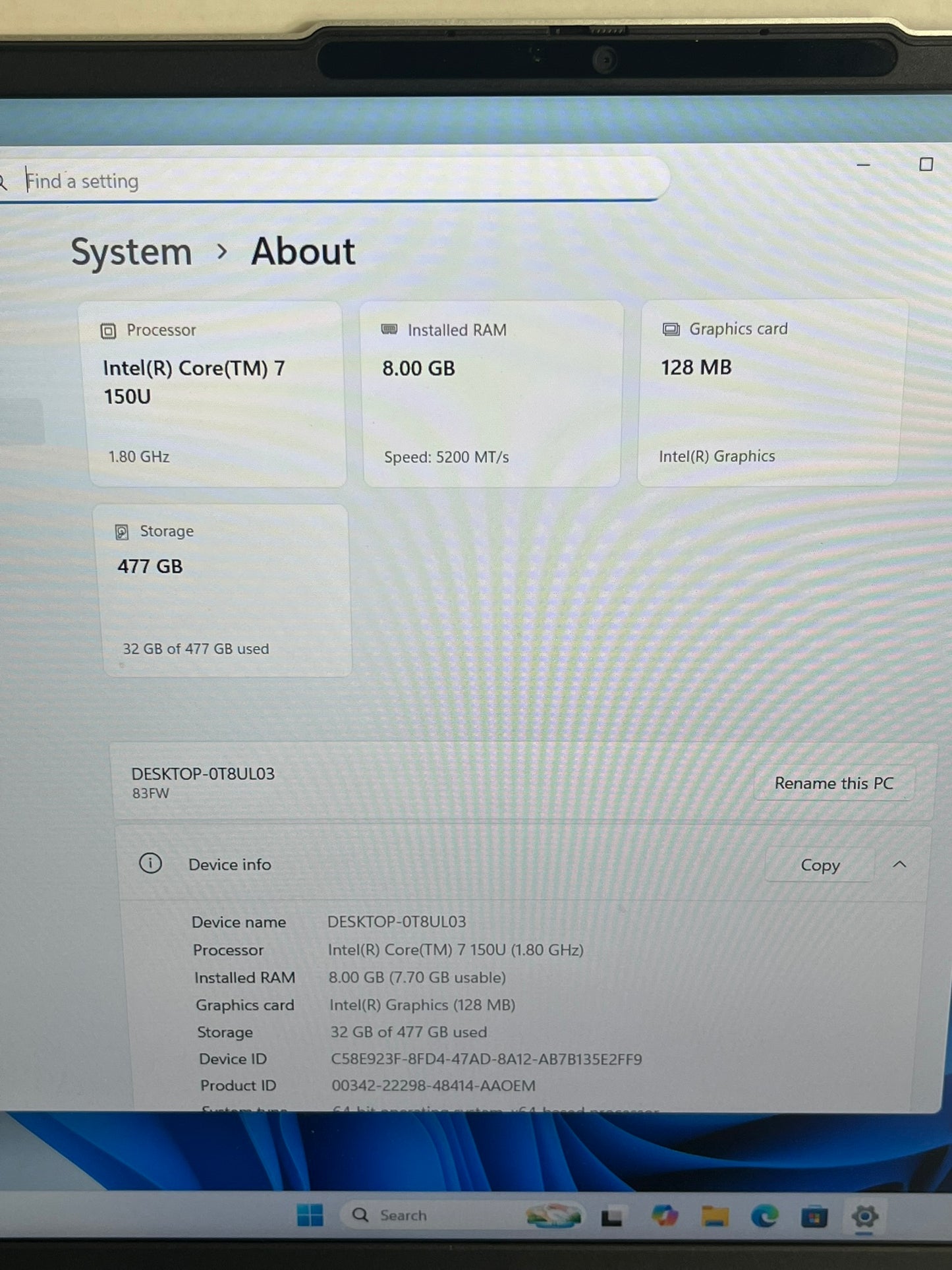 Lenovo IdeaPad Slim 5 16in 16IRU9 Core 7 150U 1.8GHz 8GB RAM 512GB Win11 Home