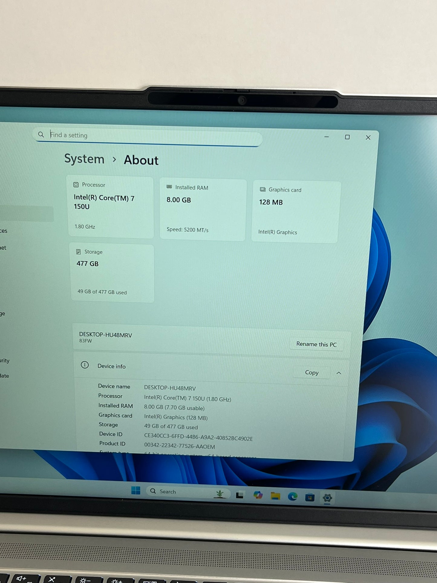 Lenovo IdeaPad Slim 5 16IRU9 16in Intel Core 7 150U 1.8GHz 8GB RAM 512GB WIN11