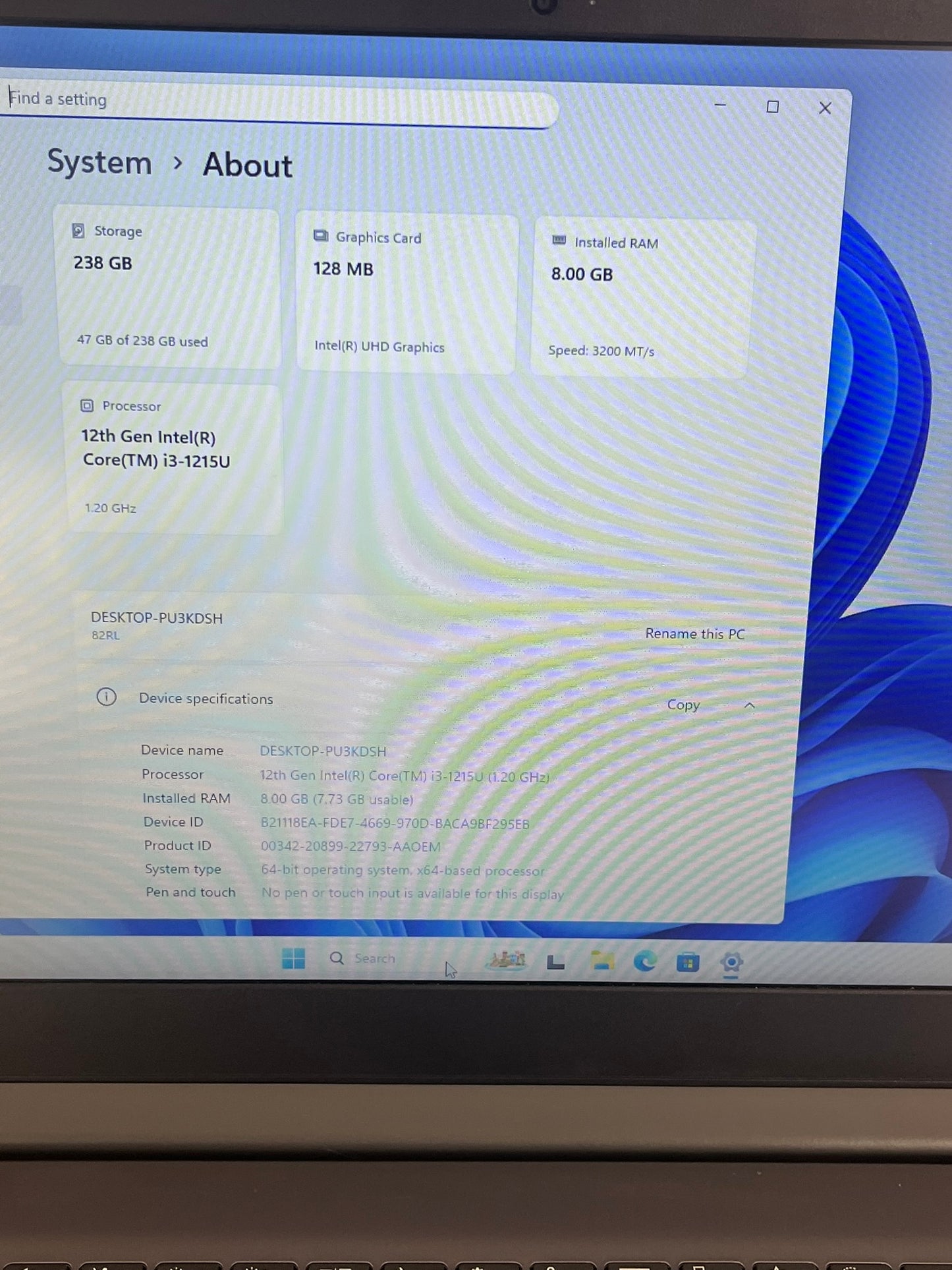 Lenovo IdeaPad 3 17IAU7 i3 1215U@1.2GHz 8GB 256GB Win 11