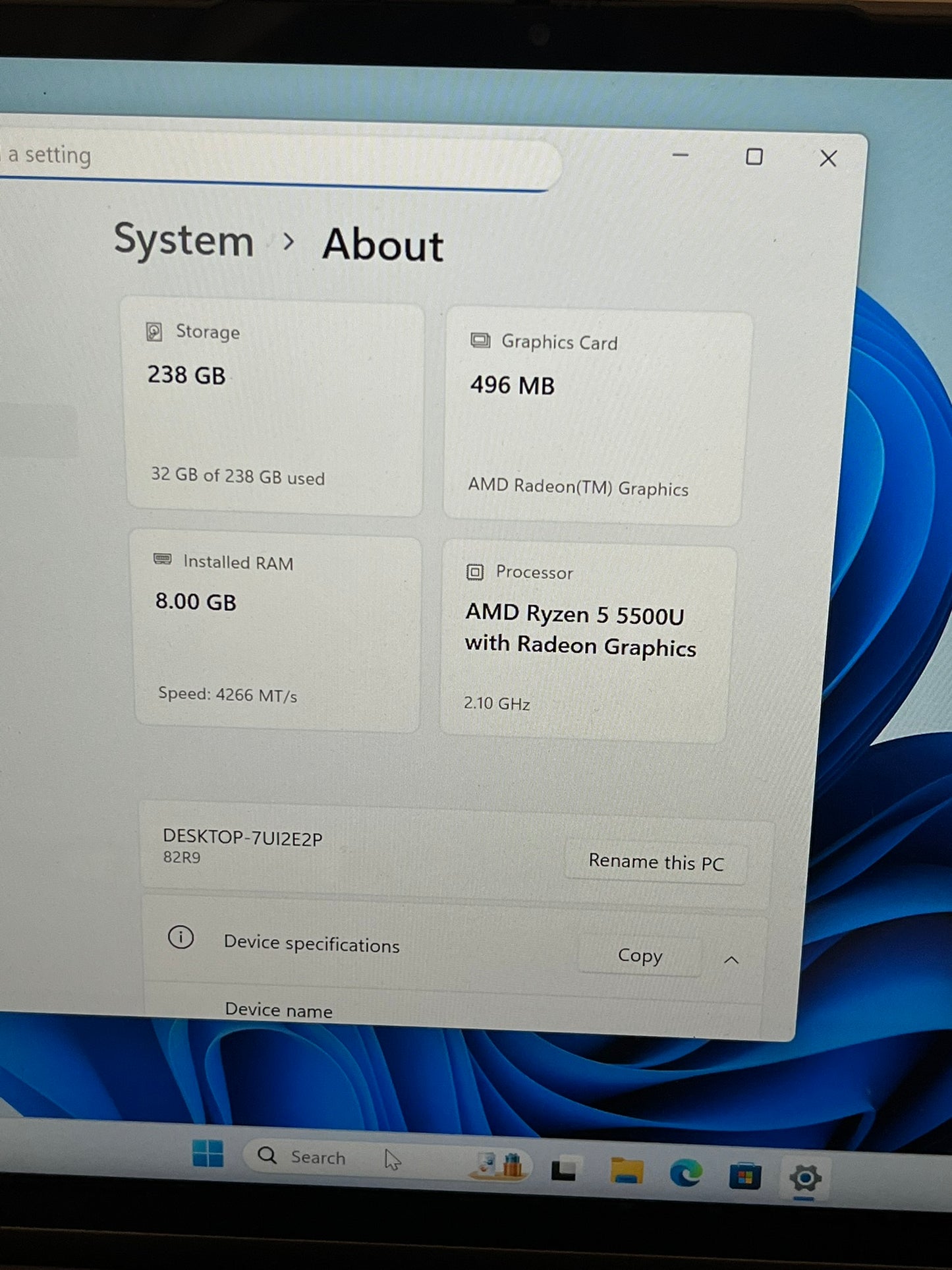 Ideapad Flex 5 14ALC7 14in AMD Ryzen 5500U 2.1GHz 8GB RAM 256GB SSD