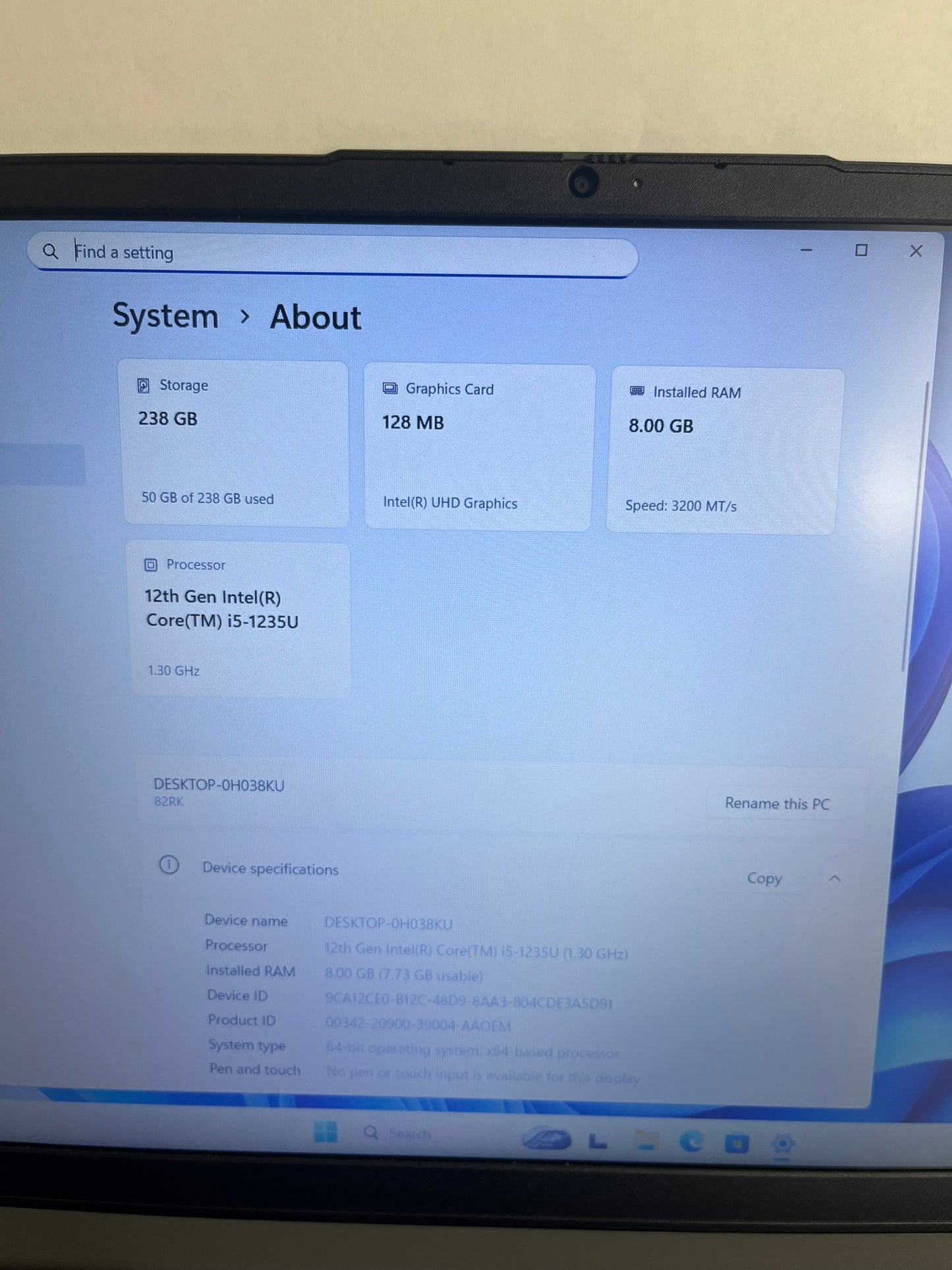 Lenovo IdeaPad 3 15IAU7 15.6IN i5-1235U 8GB 256GB SSD W11